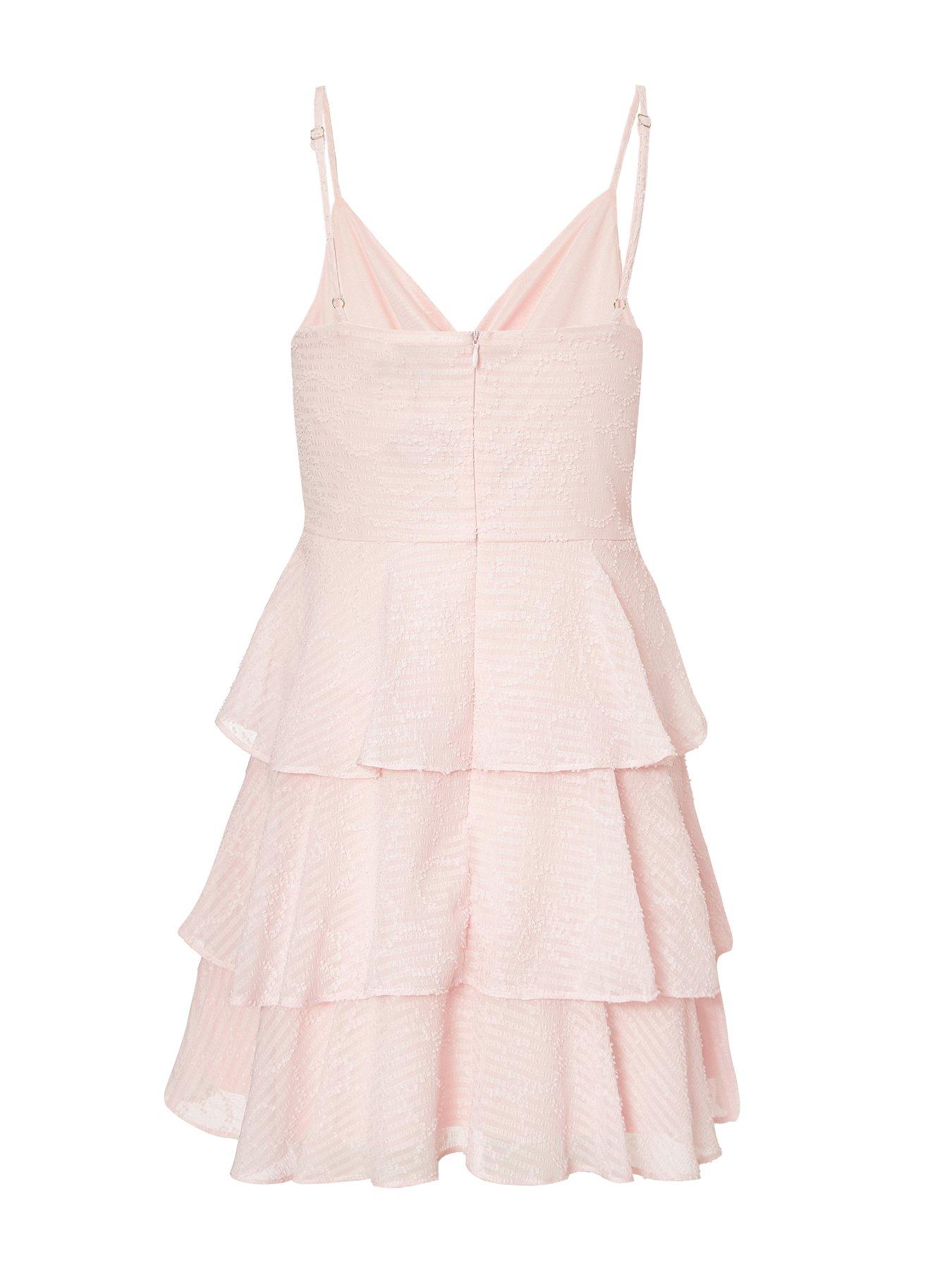 Image 5 of 6 of Quiz Pale Pink Chiffon Tiered Mini Dress