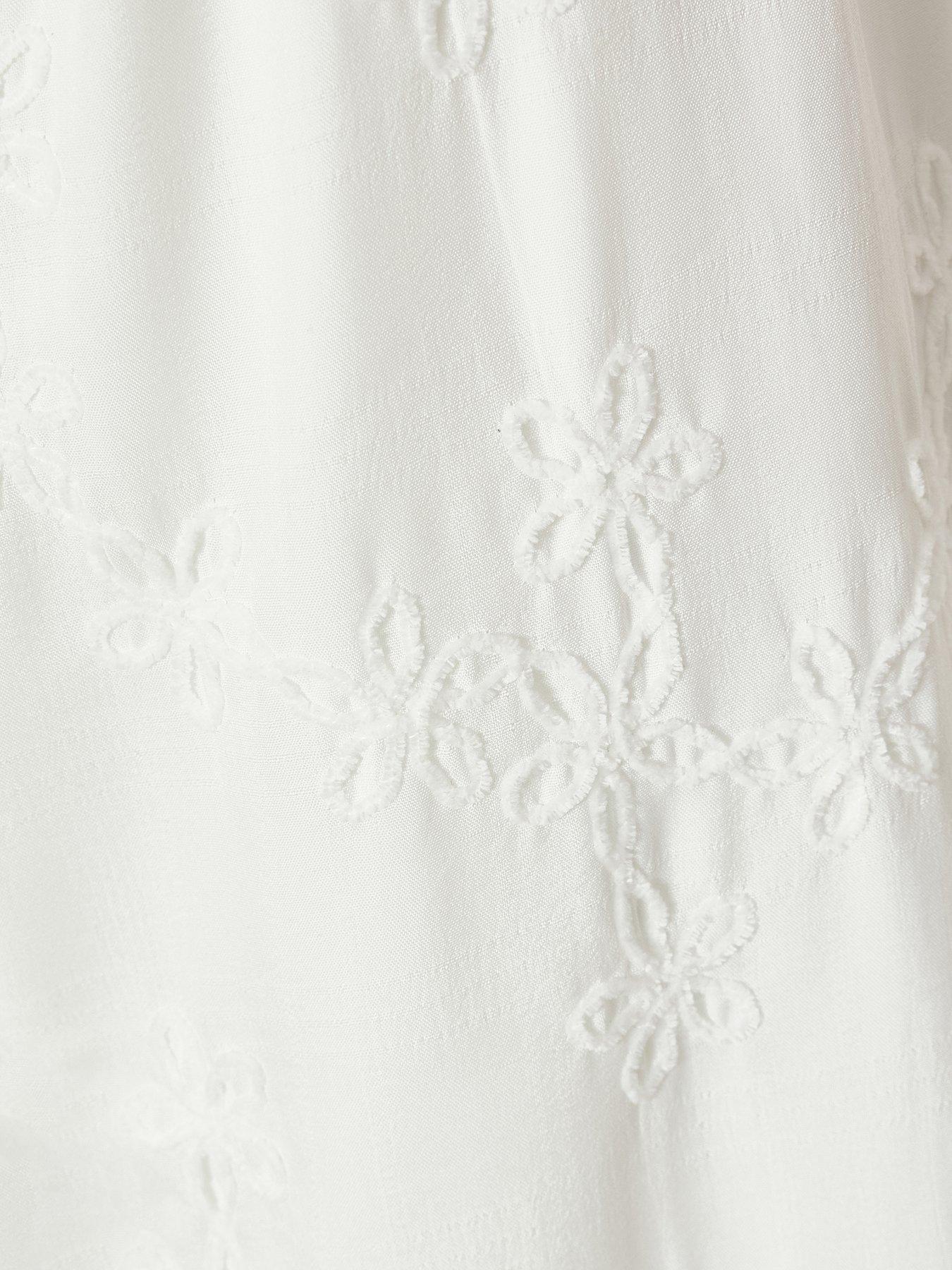 Image 6 of 6 of Quiz White Floral Embroidered Palazzo Trousers
