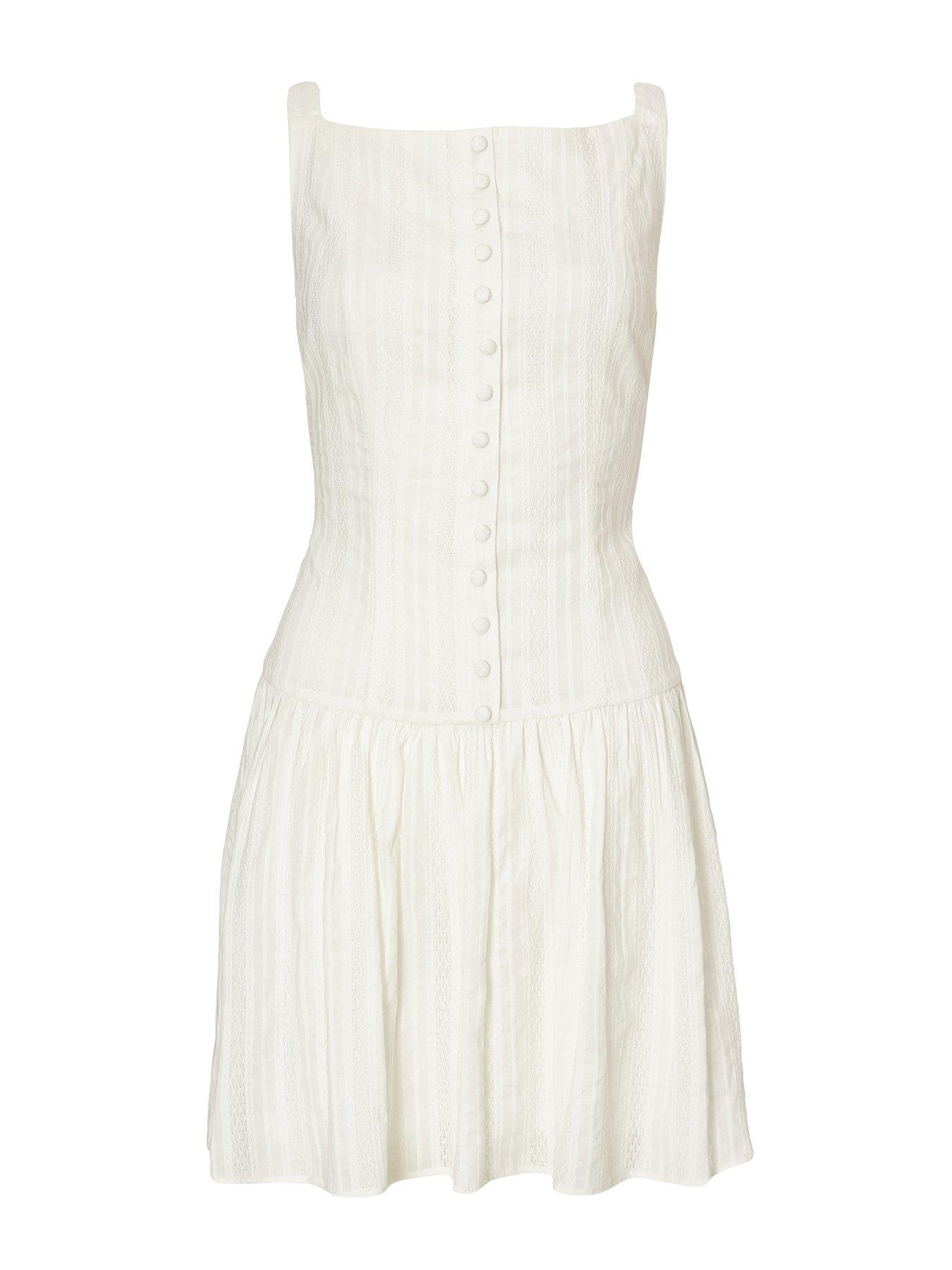 Image 4 of 6 of Quiz White Drop Waist Mini Dress