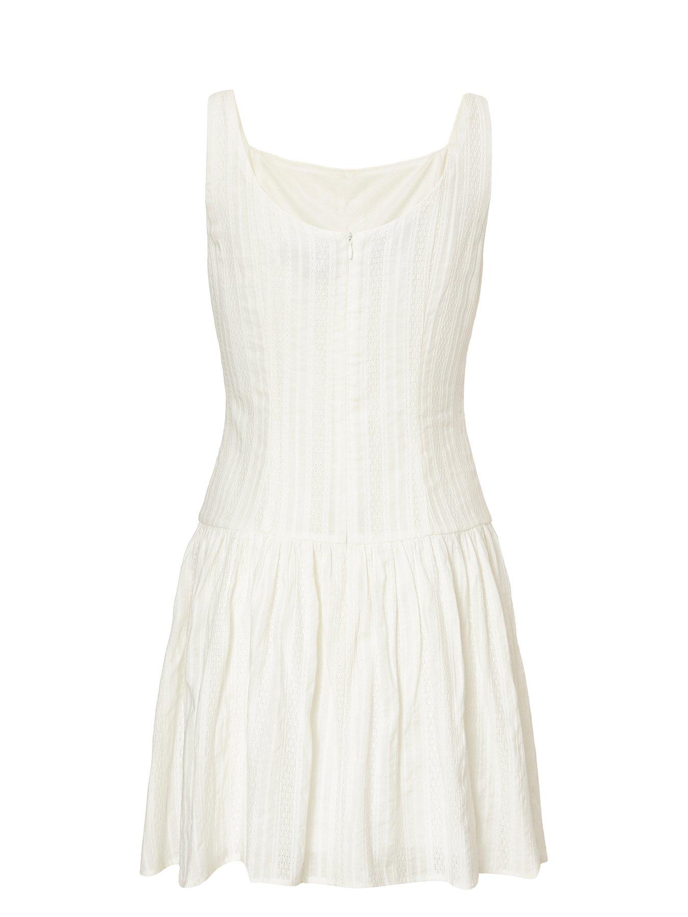 Image 5 of 6 of Quiz White Drop Waist Mini Dress