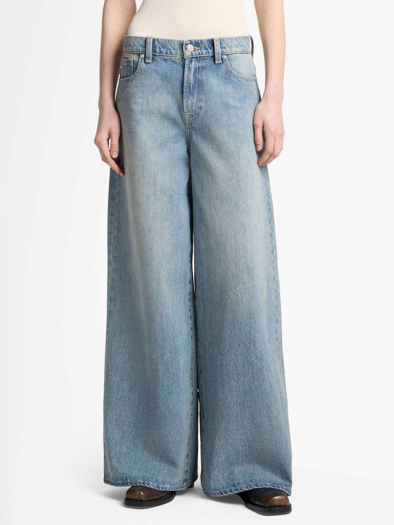 7 FOR ALL MANKIND Coated Marie Wide Leg Jeans - Mid Wash