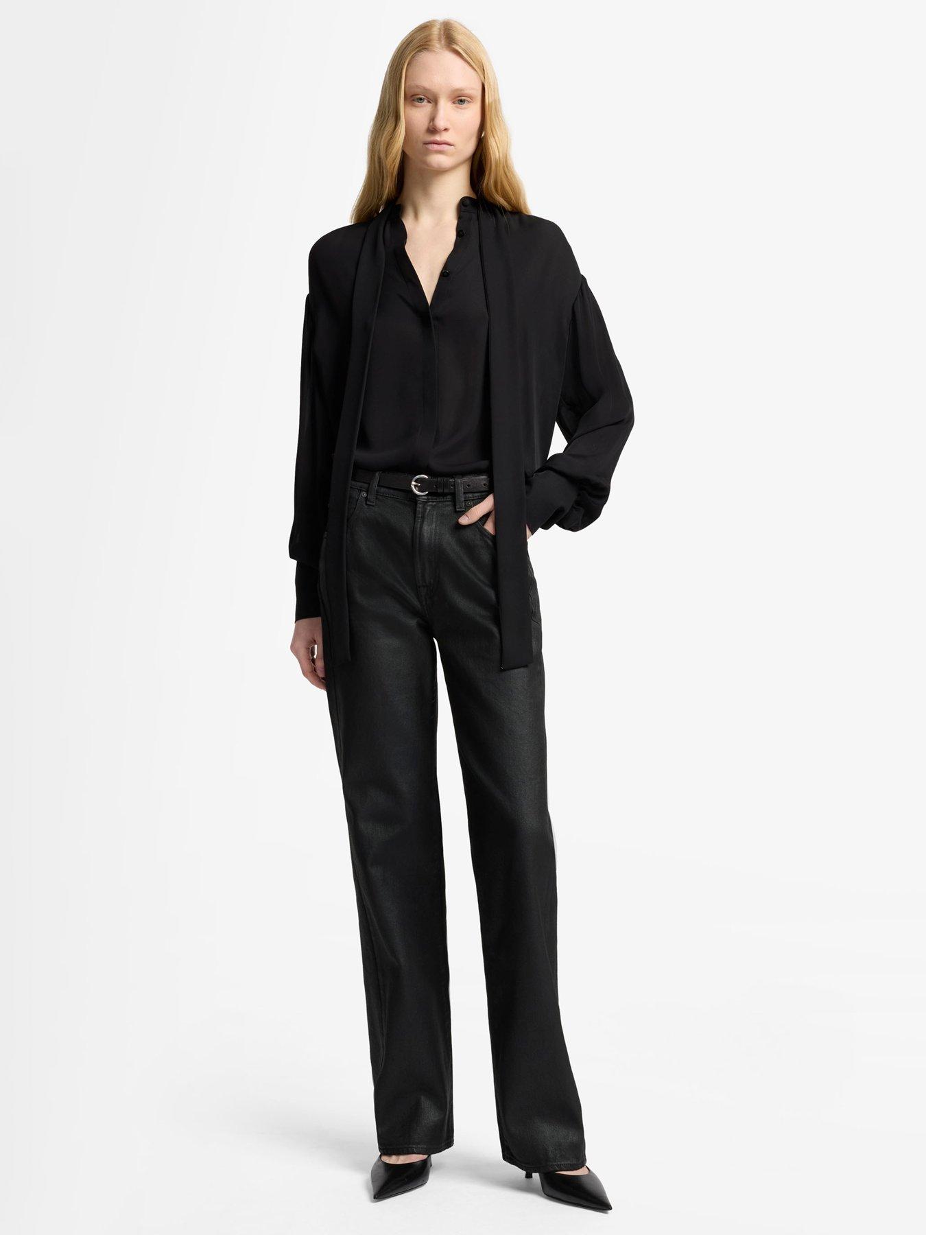 Image 3 of 6 of 7 FOR ALL MANKIND Coated Comfort Tess Trouser - Black