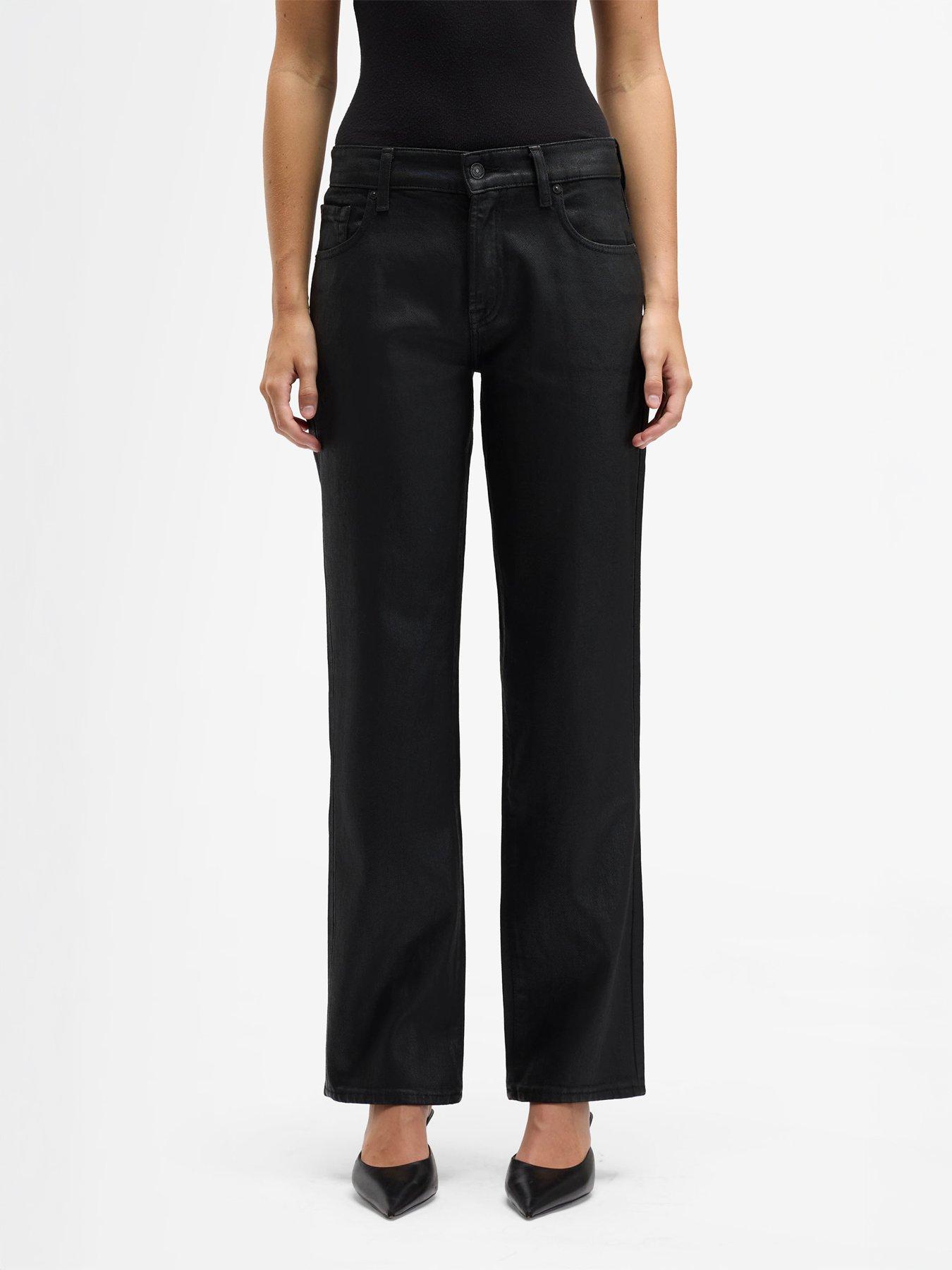 7 FOR ALL MANKIND Coated Comfort Calie Straight Jeans - Black
