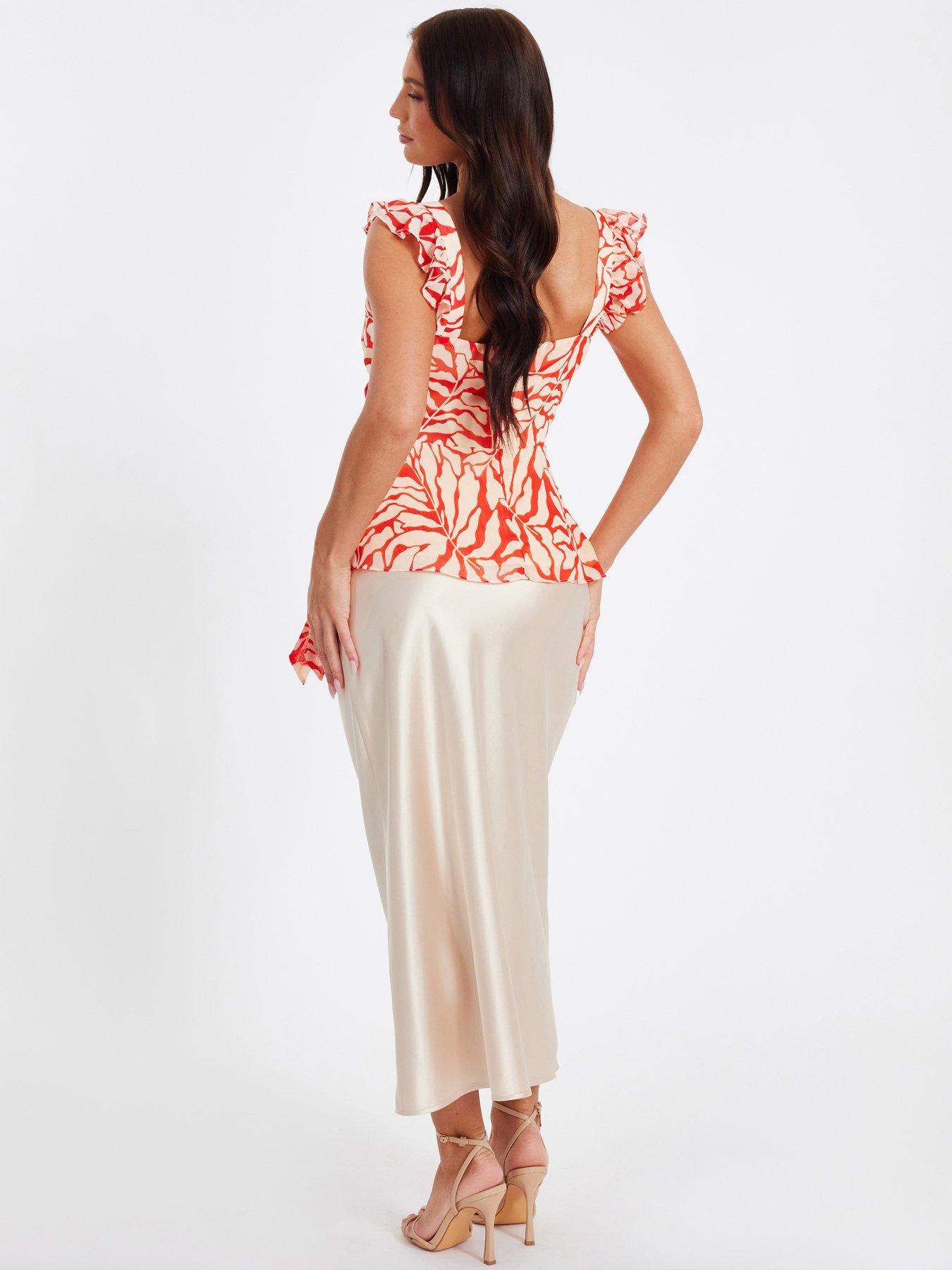 Image 2 of 6 of Quiz Red Chiffon Floral Tie Top