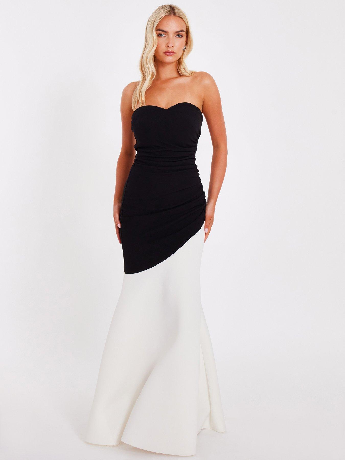 Image 1 of 6 of Quiz Black Contrast Maxi Dress
