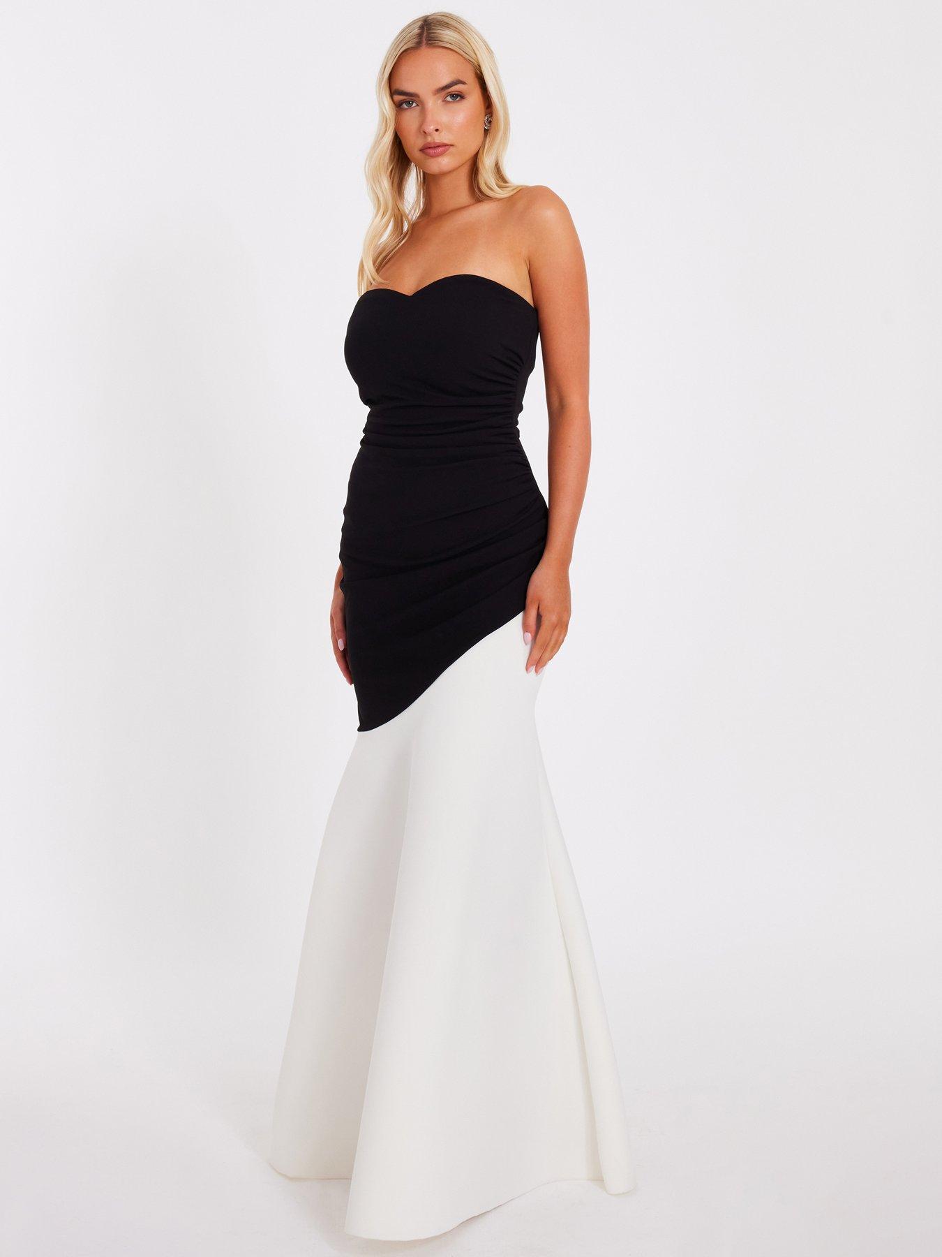 Image 3 of 6 of Quiz Black Contrast Maxi Dress