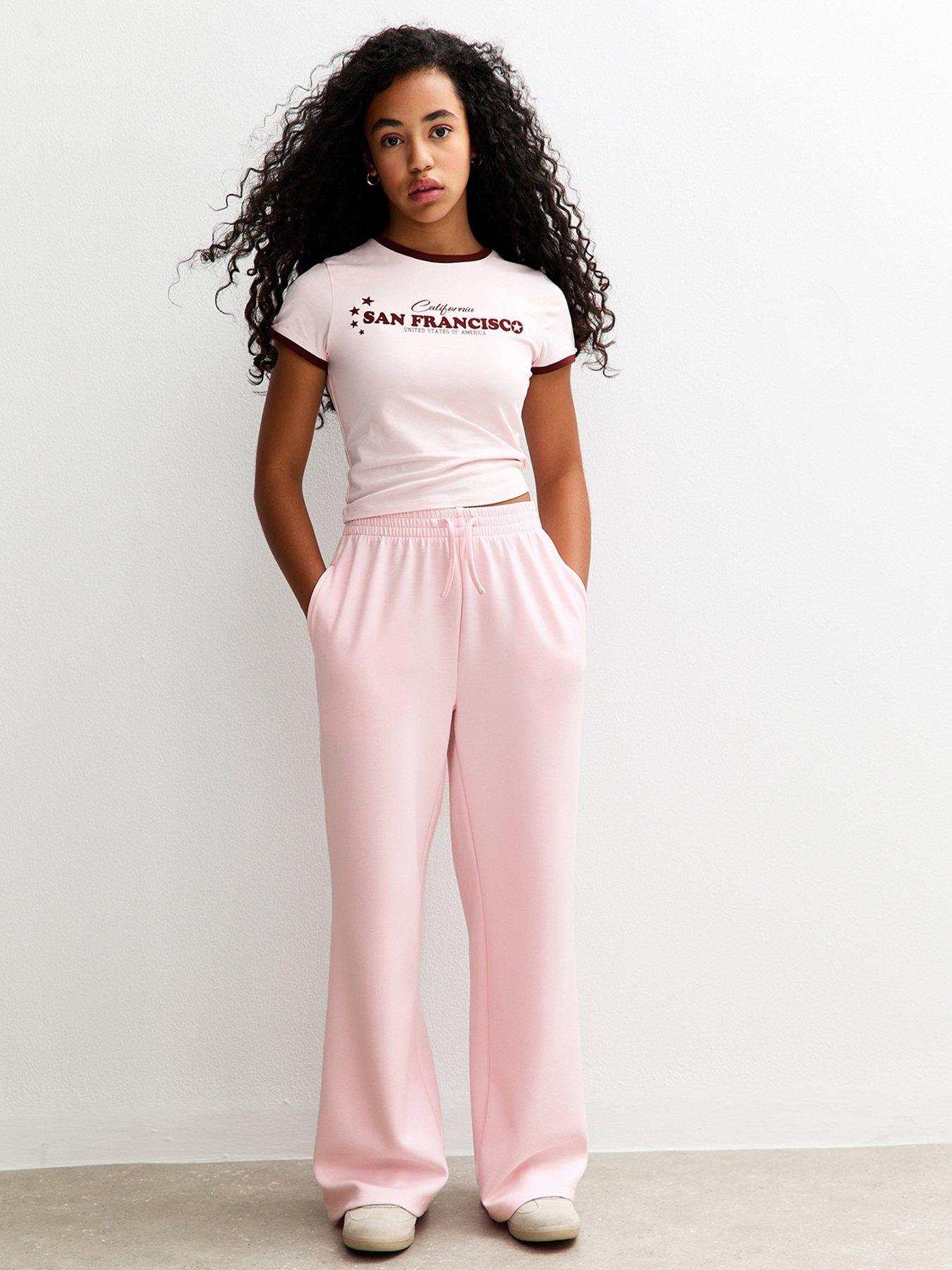 New Look 915 Girls Soft Touch Wide Leg Joggers - Light Pink