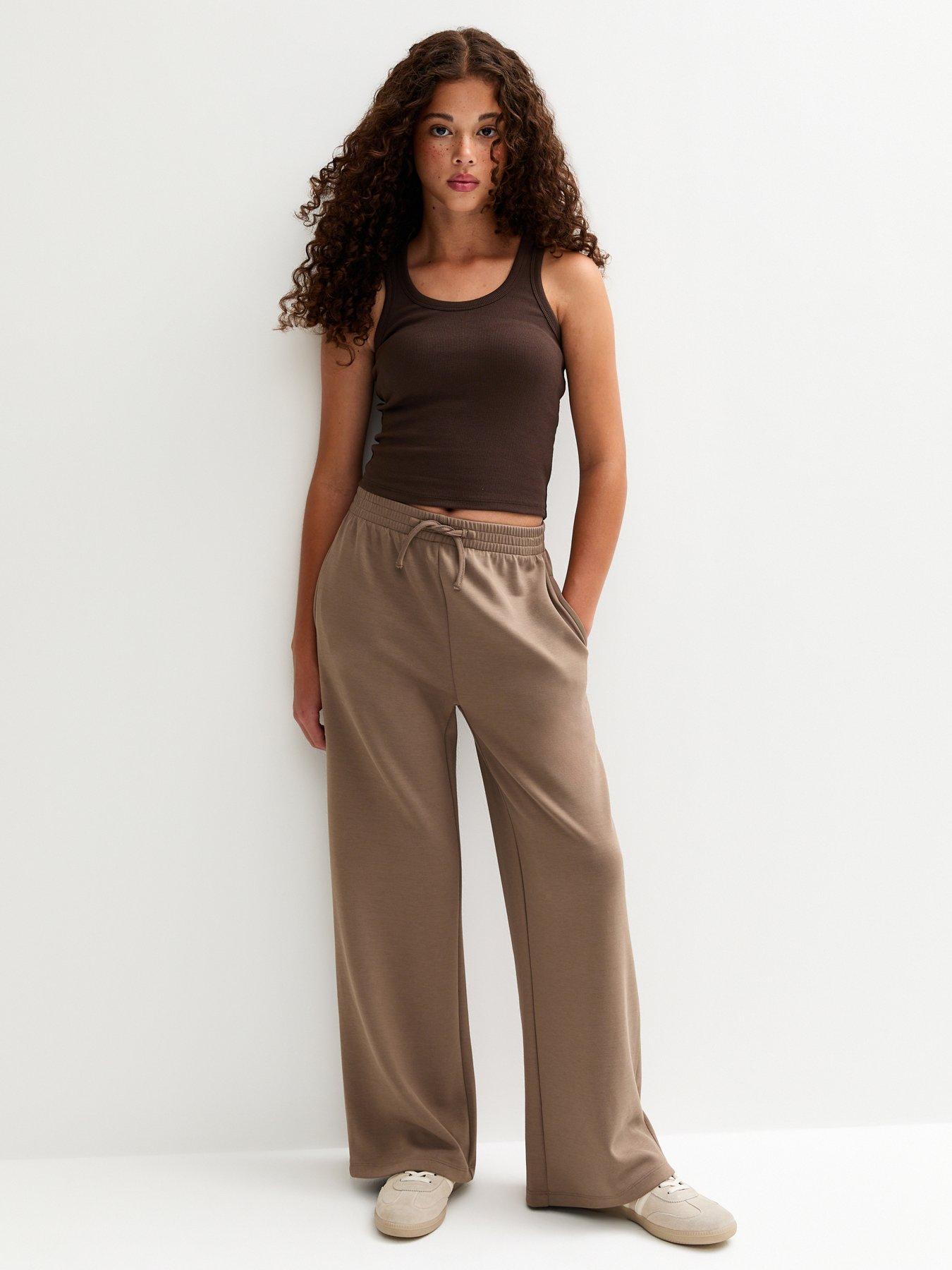 New Look 915 Girls Soft Touch Wide Leg Joggers - Light Brown