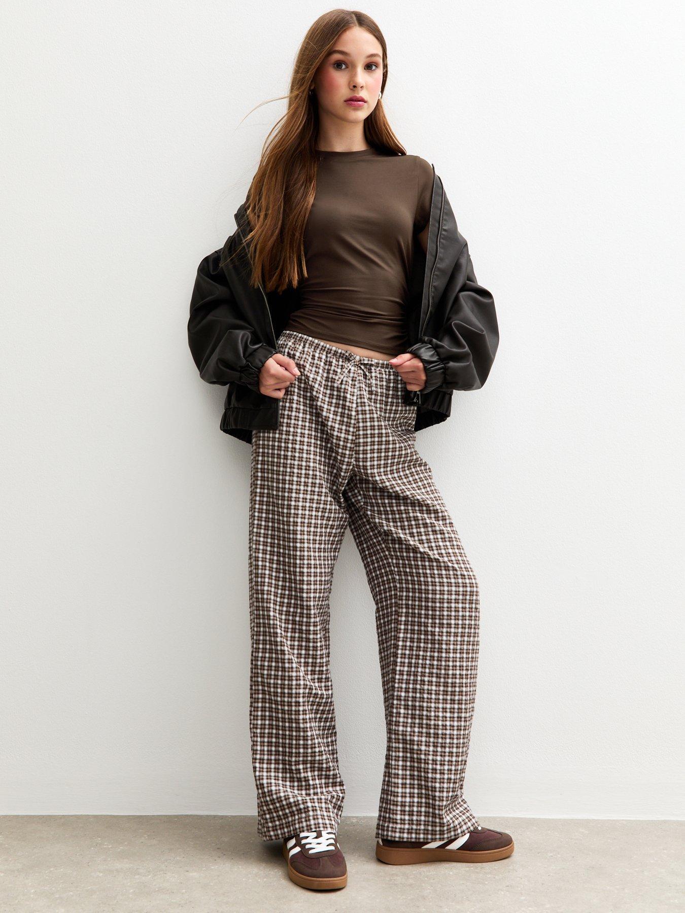  image of new-look-915-girls-ruched-side-baby-tee-t-shirt-dark-brown