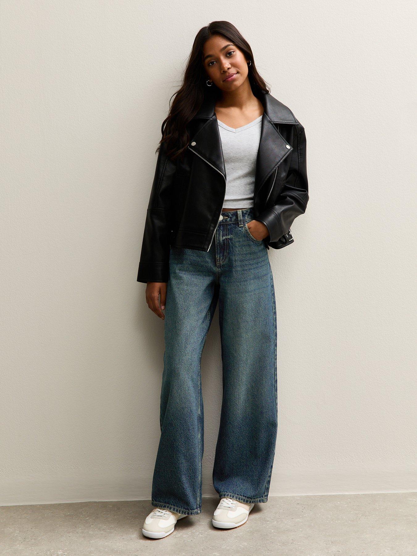front image of new-look-915-girls-wide-leg-skaterjeans-mid-blue