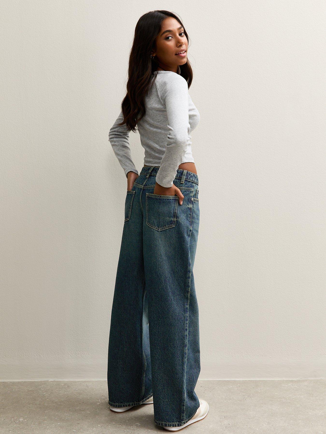 stillFront image of new-look-915-girls-wide-leg-skaterjeans-mid-blue