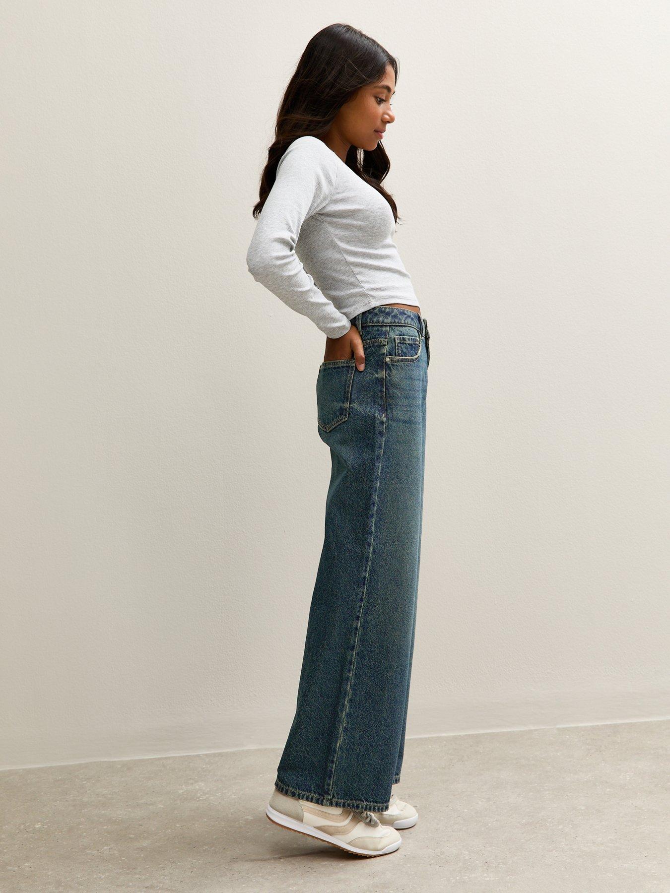  image of new-look-915-girls-wide-leg-skaterjeans-mid-blue