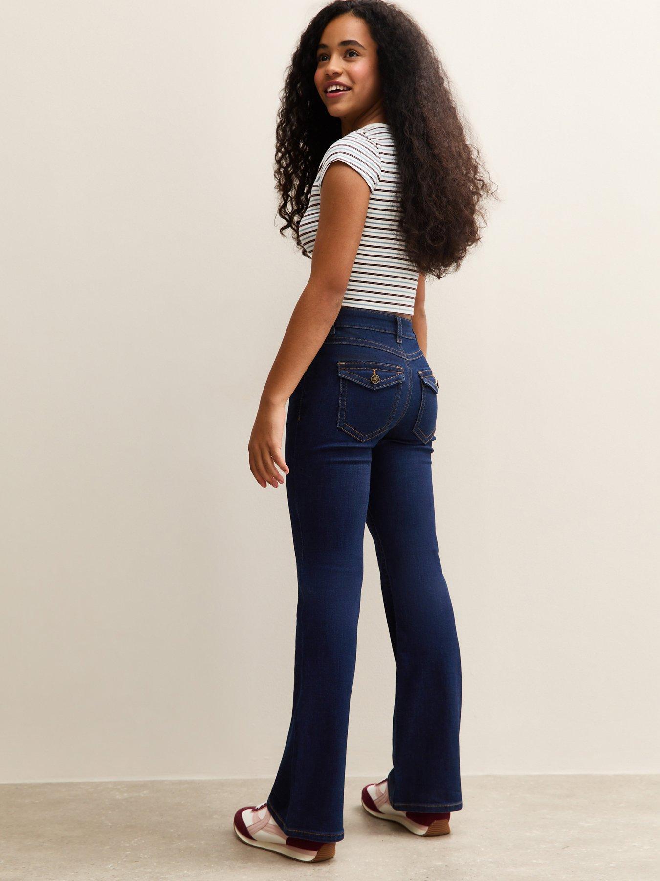 stillFront image of new-look-915-girls-low-rise-flared-jeans-blue