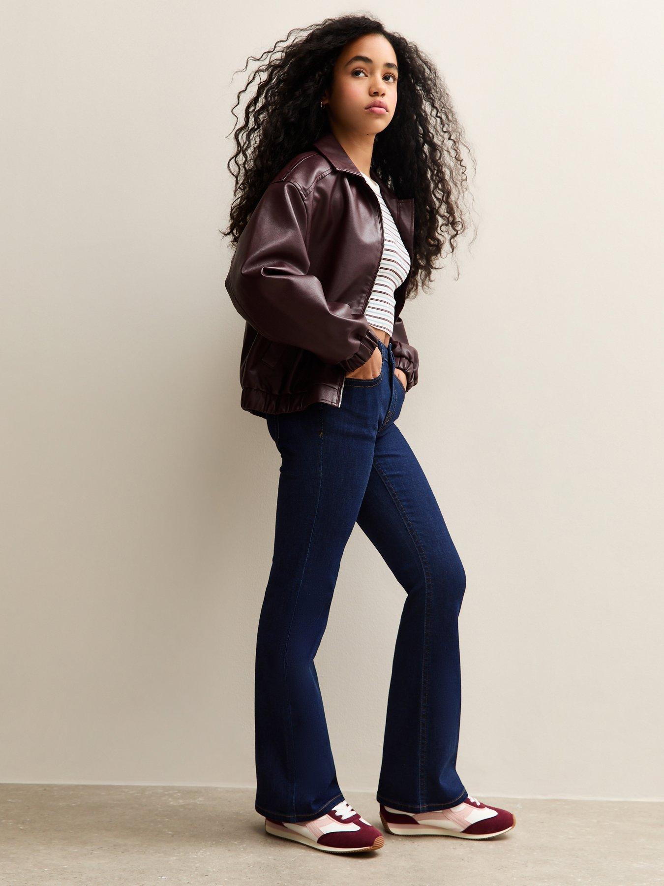  image of new-look-915-girls-low-rise-flared-jeans-blue