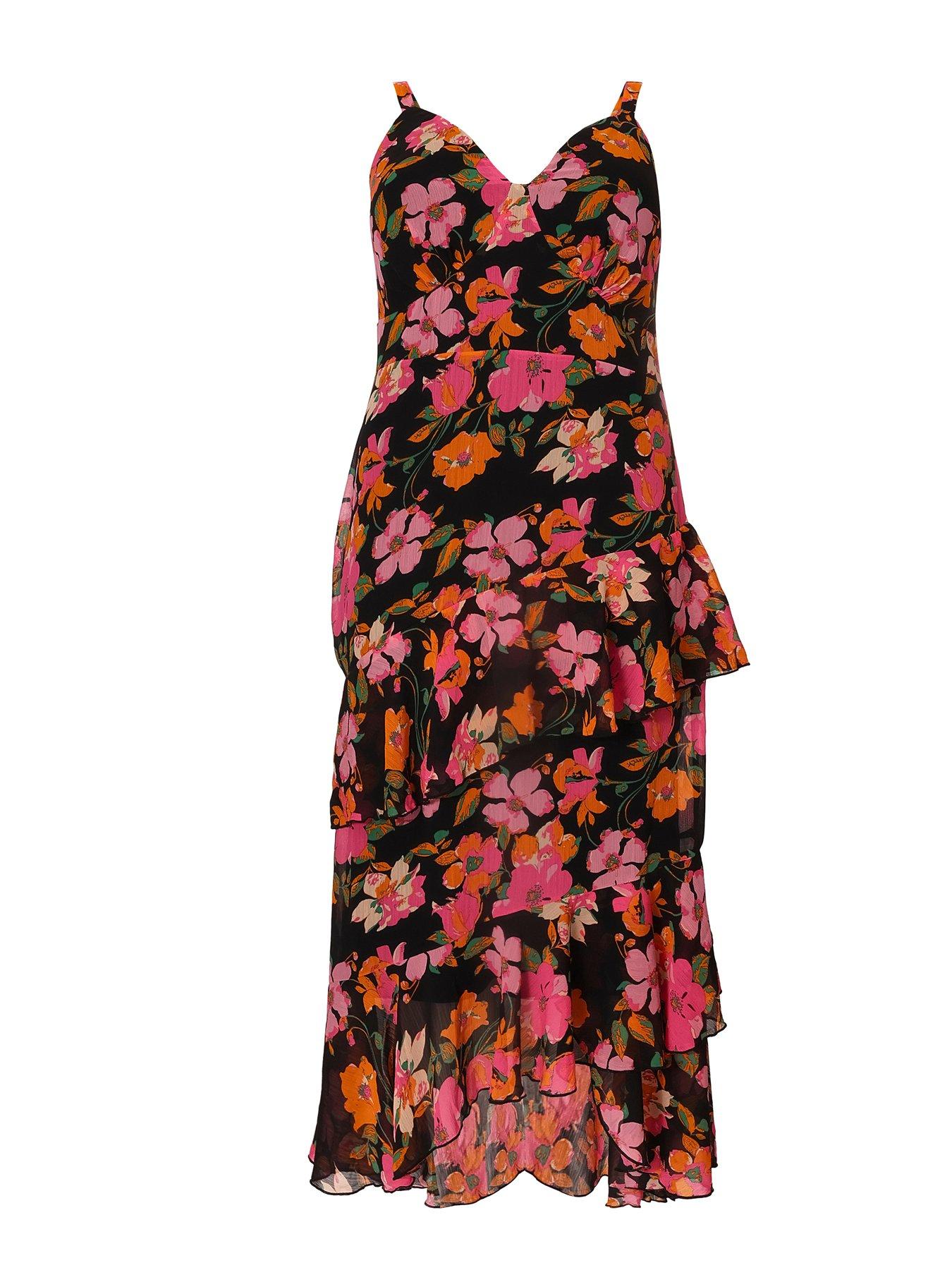 Image 4 of 6 of Quiz Curve Black Floral Midaxi Dress