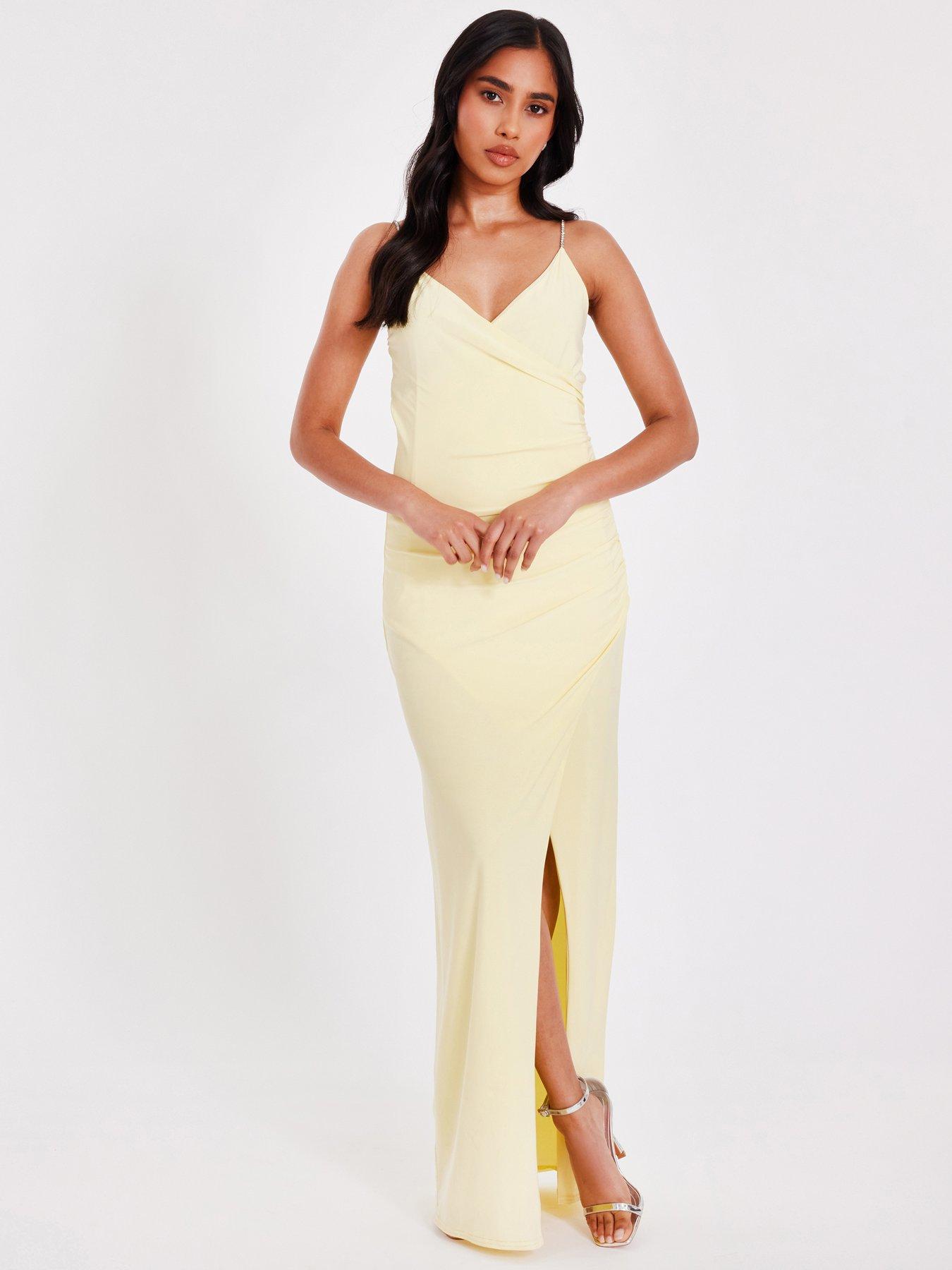 undefined Petite Lemon Diamante Strap Maxi Dress