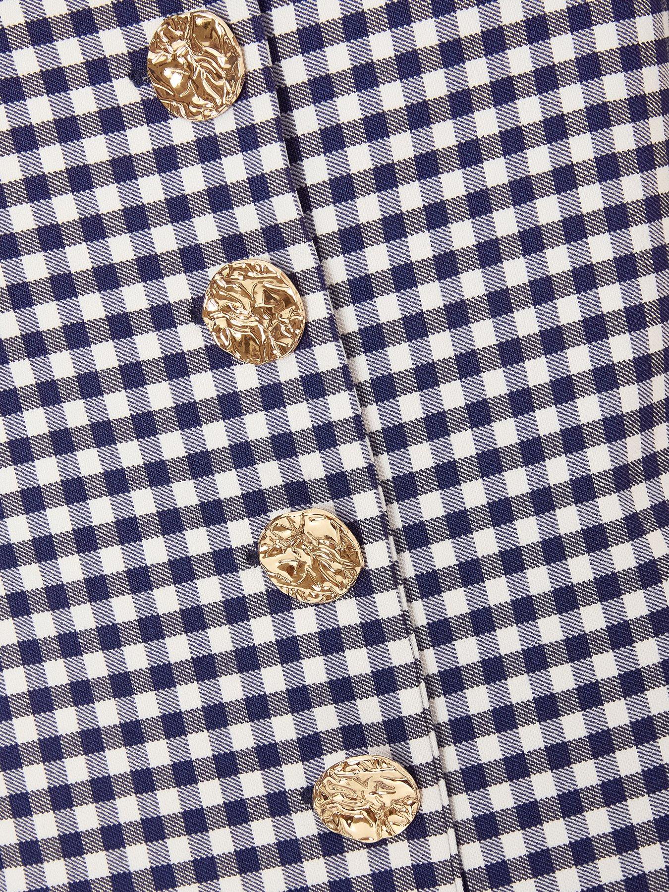 Image 6 of 6 of Quiz Navy Gingham Button Front Waistcoat