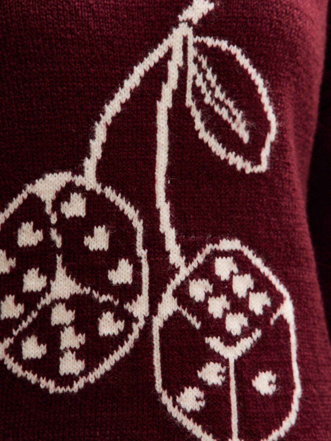  image of new-look-915-girls-burgundy-dice-knitted-jumper-dark-red