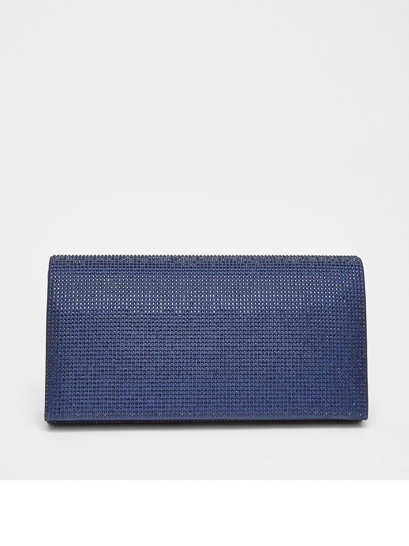 undefined Navy Diamante Embellished Clutch Bag