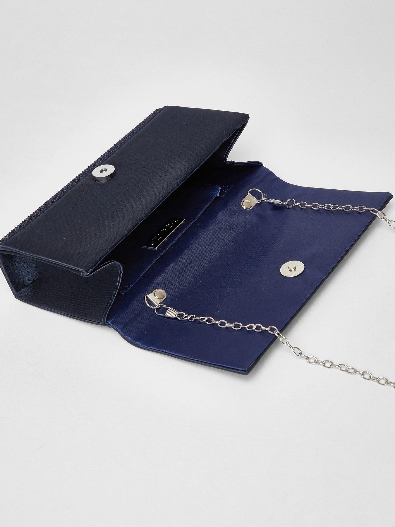 Image 4 of 4 of Quiz Navy Diamante Embellished Clutch Bag
