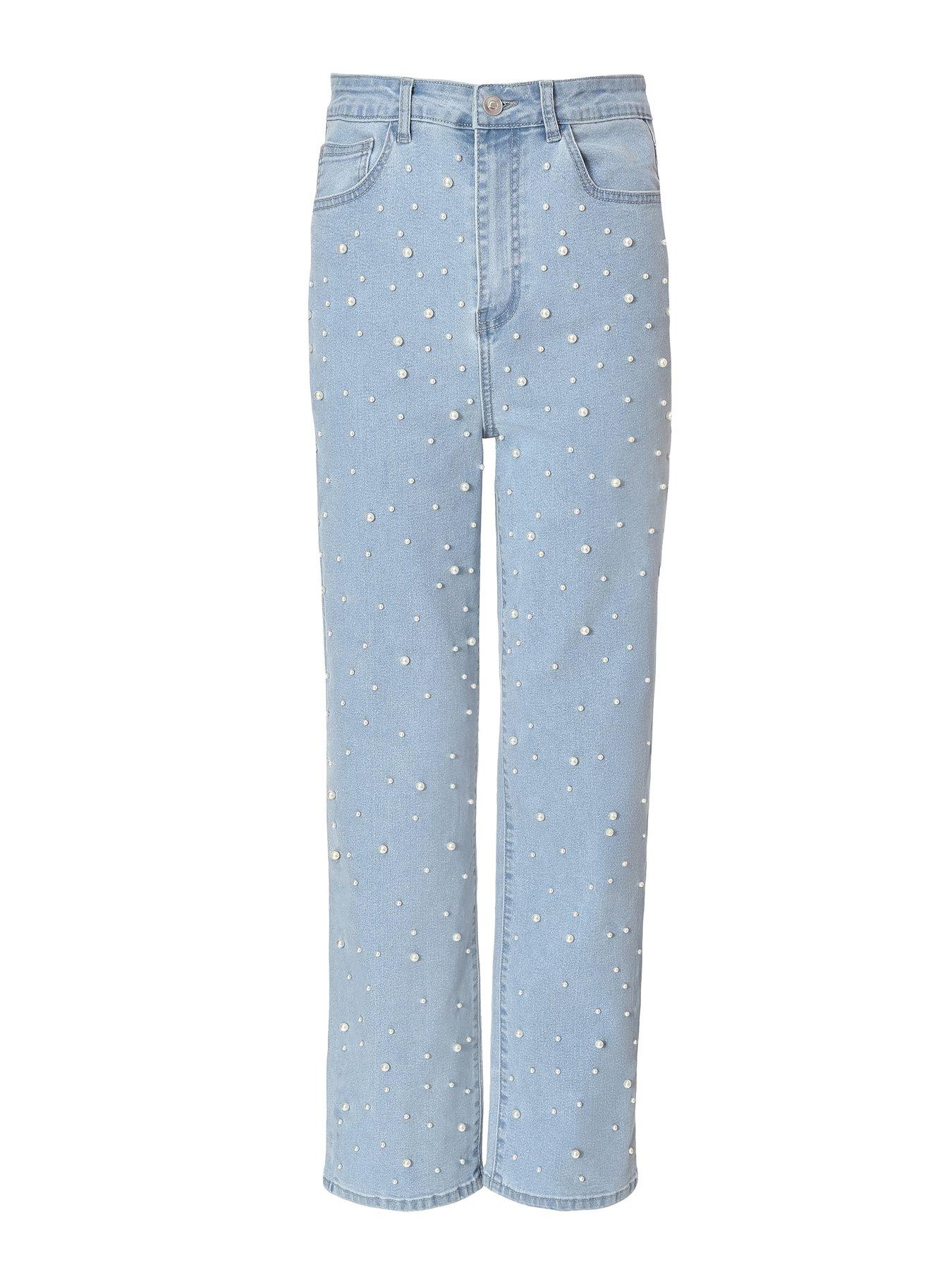 Image 4 of 6 of Quiz Light Denim Embellished Jeans