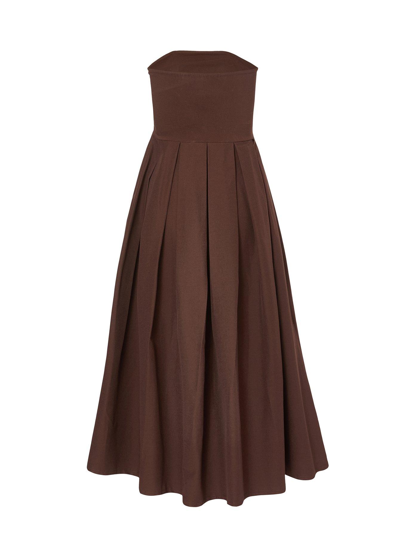 Image 5 of 6 of Quiz Brown Bandeau Midi Dress