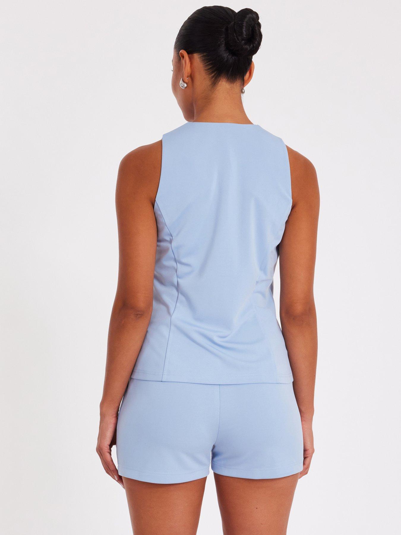 Image 2 of 6 of Quiz Light Blue Button Front Waistcoat
