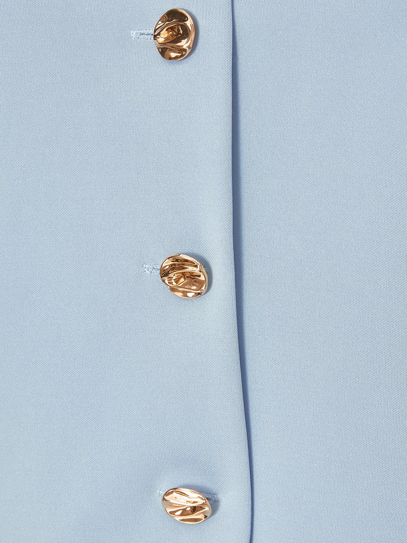 Image 6 of 6 of Quiz Light Blue Button Front Waistcoat