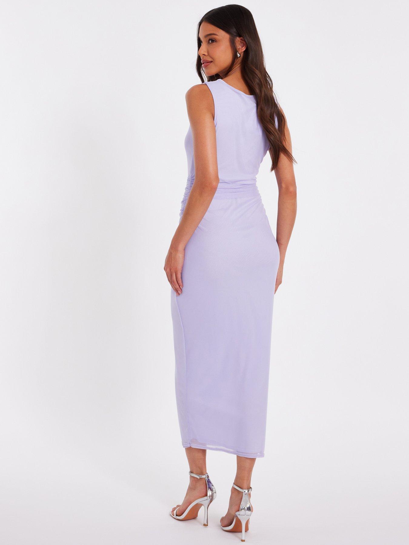 Image 2 of 6 of Quiz Lilac Mesh Buckle Midaxi Dress