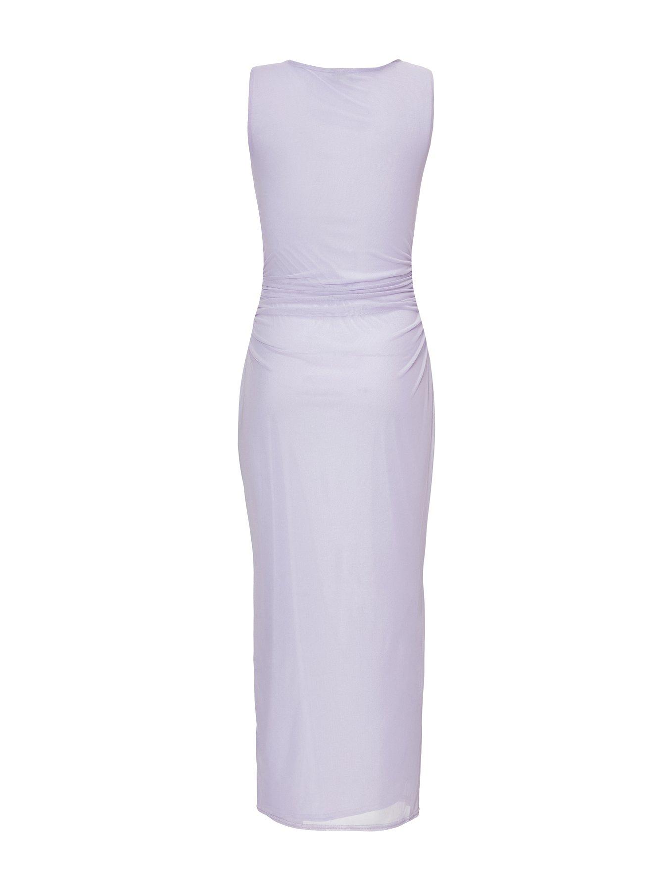 Image 5 of 6 of Quiz Lilac Mesh Buckle Midaxi Dress