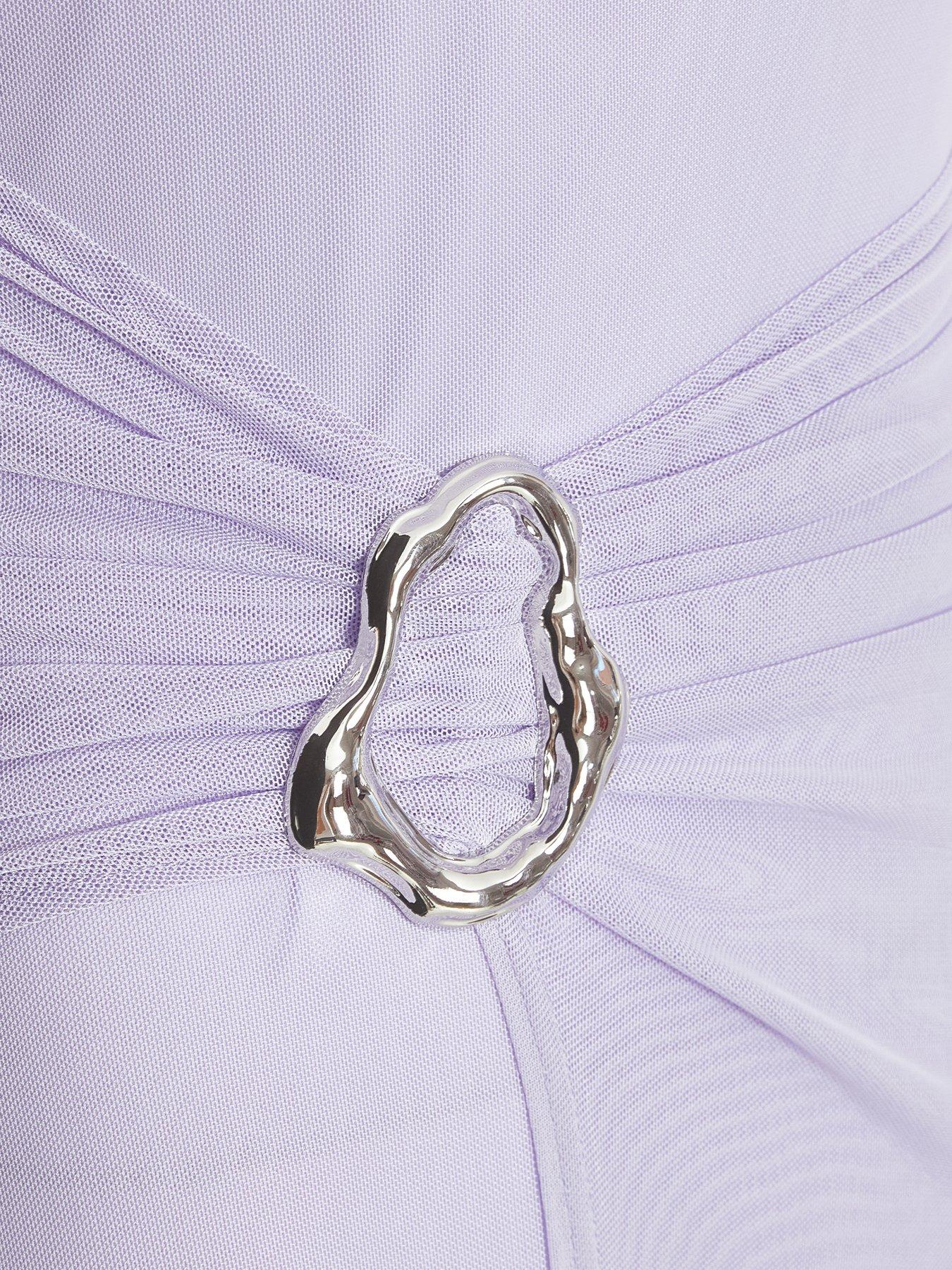 Image 6 of 6 of Quiz Lilac Mesh Buckle Midaxi Dress