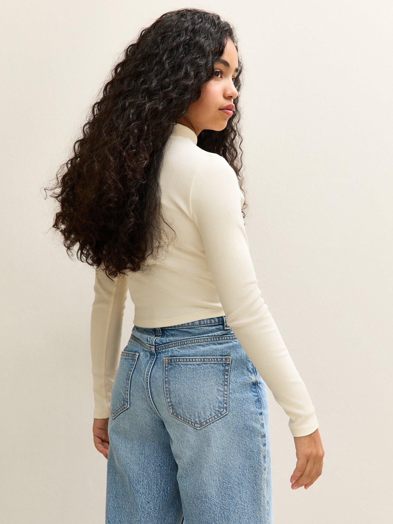 stillFront image of new-look-915-girls-cream-long-sleeve-high-neck-top
