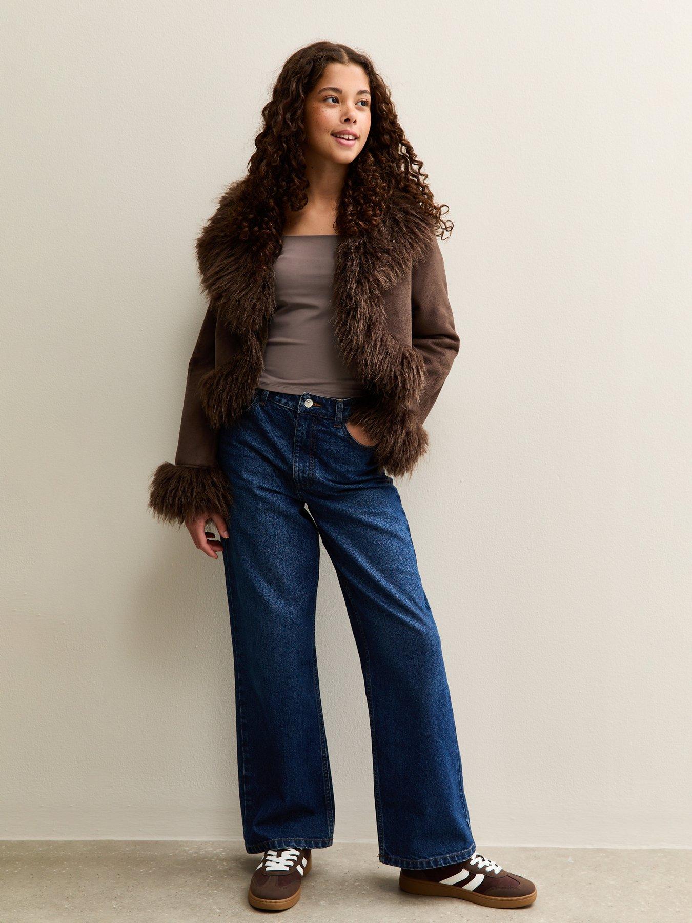  image of new-look-915-girls-mink-long-sleeve-square-neck-top-beige