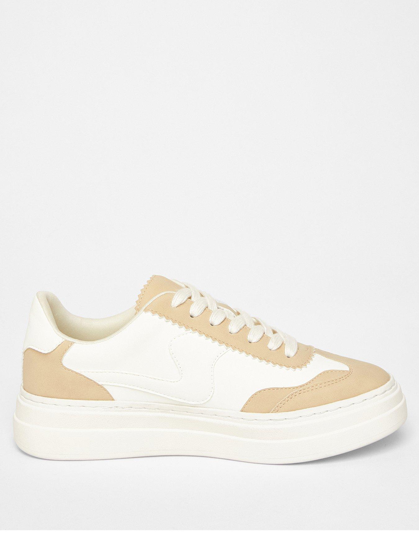 Image 1 of 5 of Quiz Nude Faux Leather Chunky Trainers