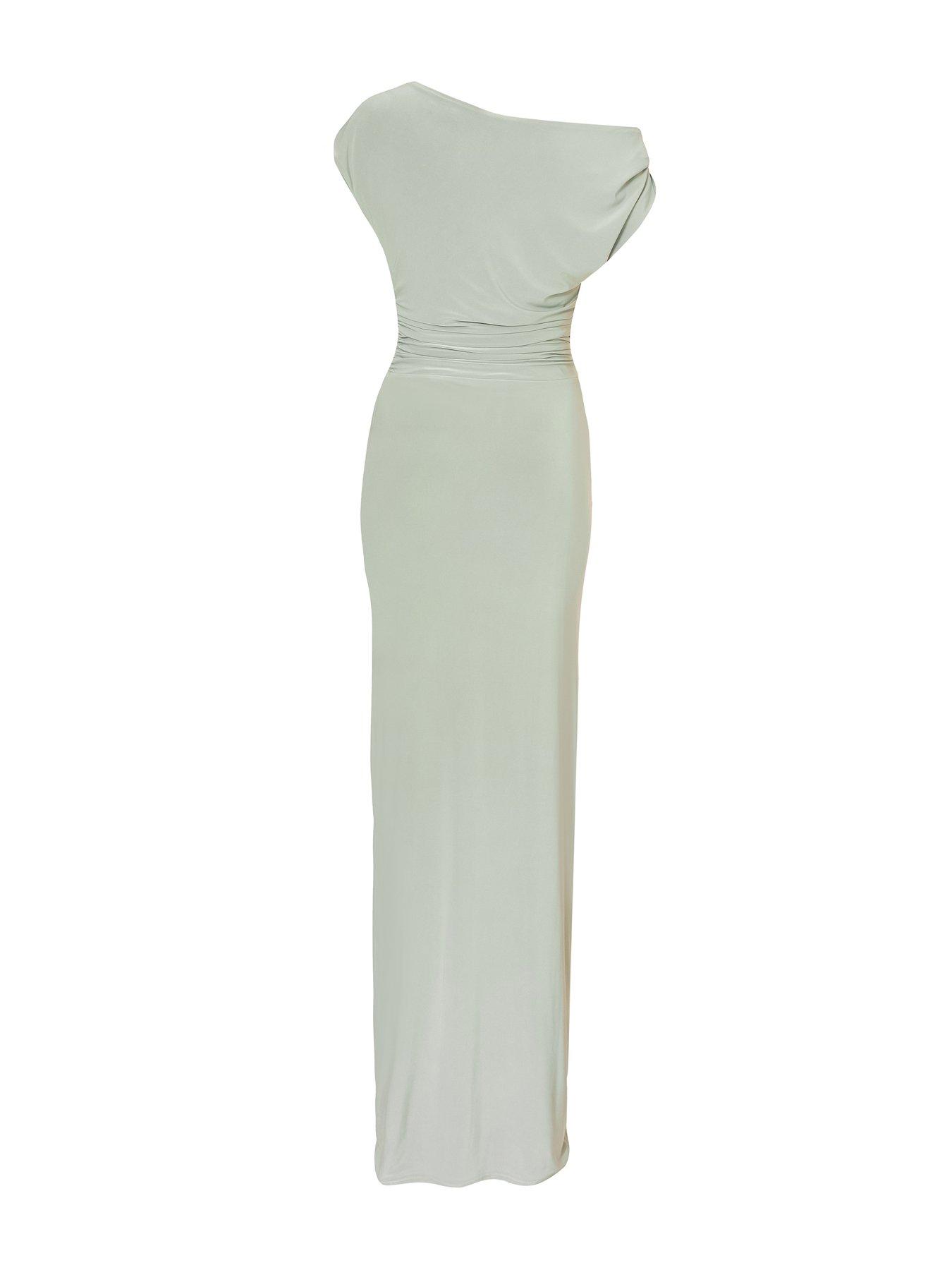 Image 5 of 6 of Quiz Sage Drape Front Maxi Dress