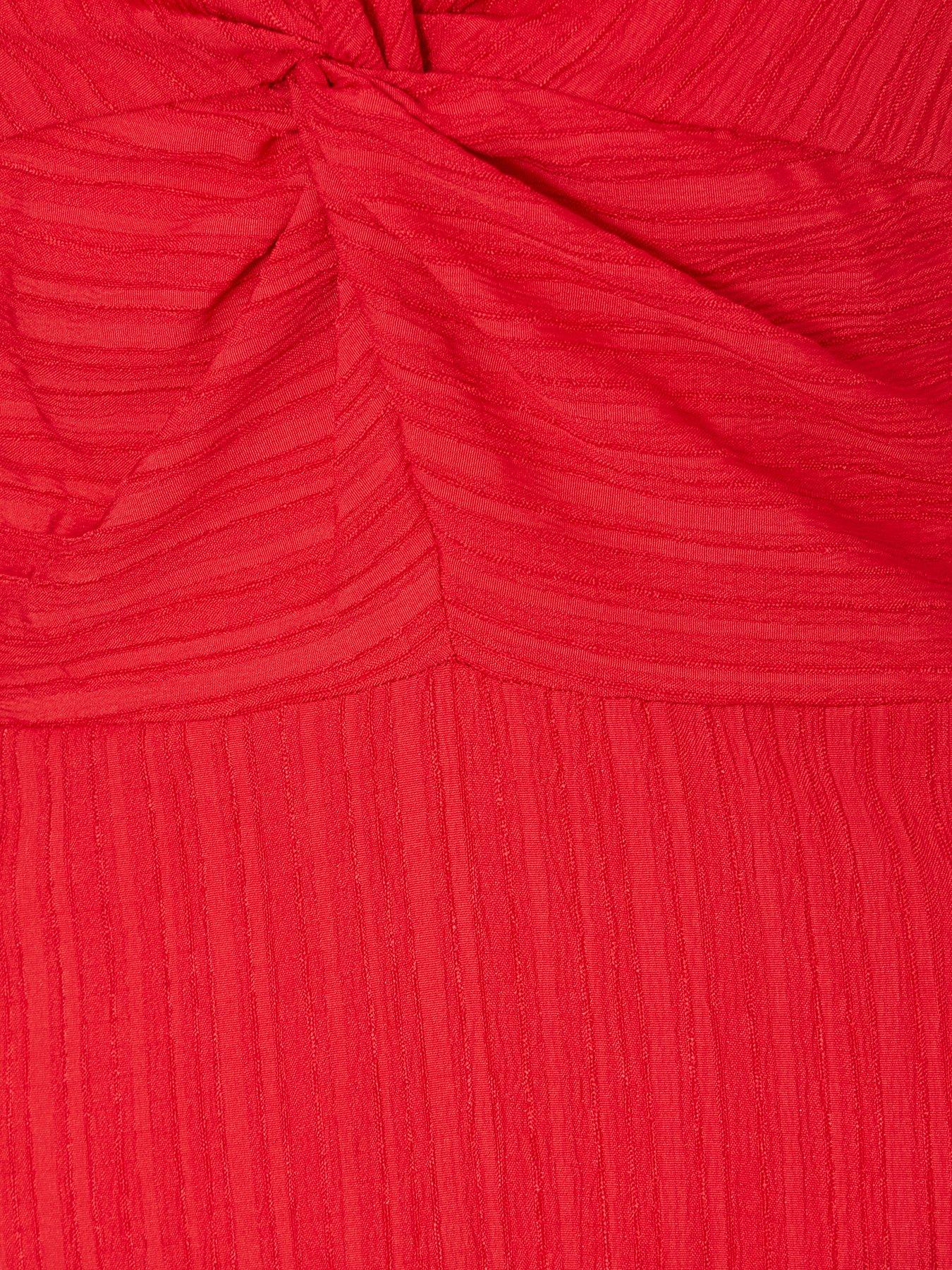 Image 6 of 6 of Quiz Red Textured Knot Midi Dress