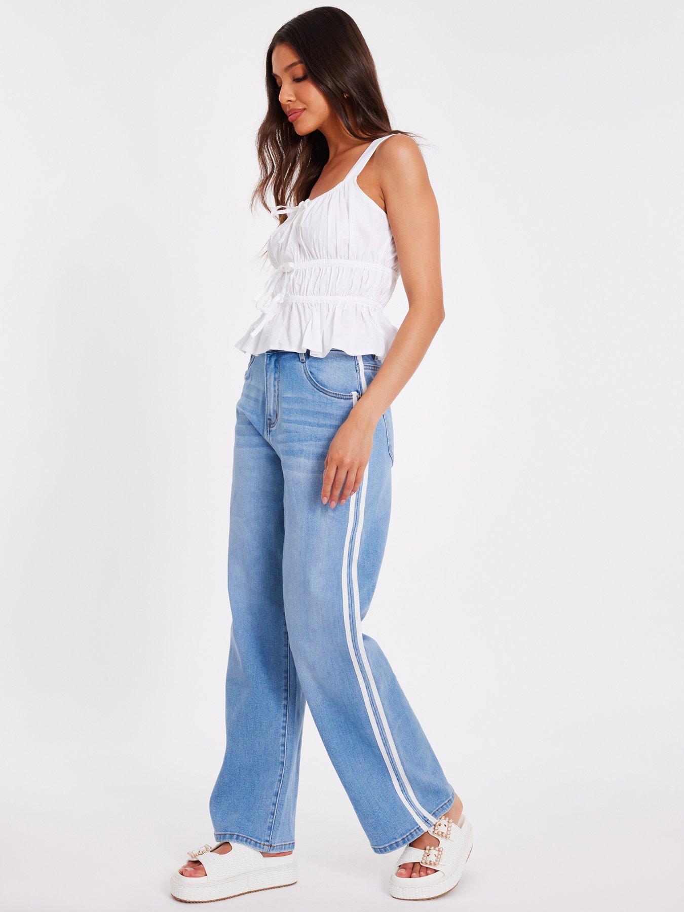 Image 3 of 6 of Quiz Denim Striped Side Jeans