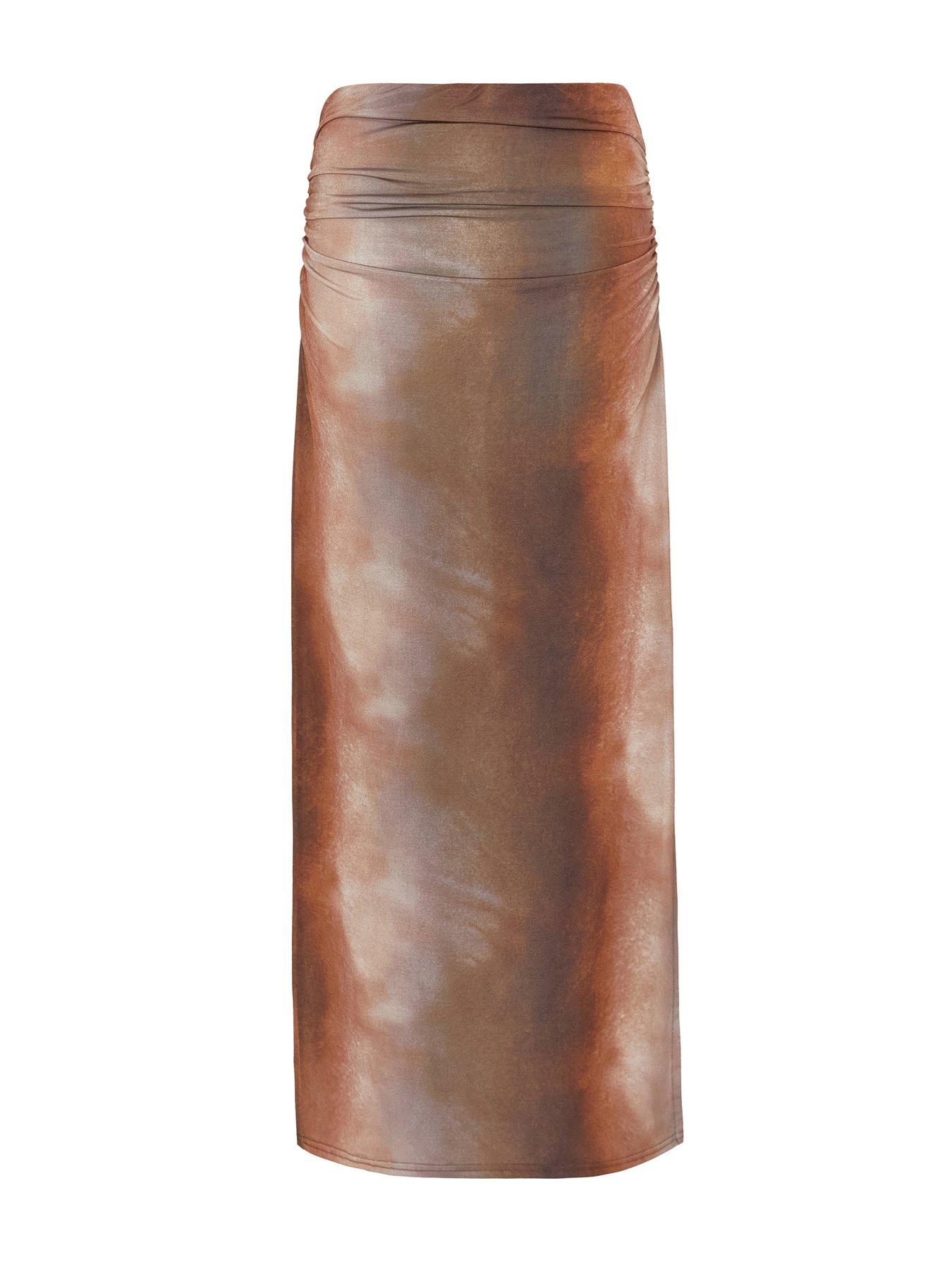 Image 4 of 6 of Quiz Brown Abstract Maxi Skirt