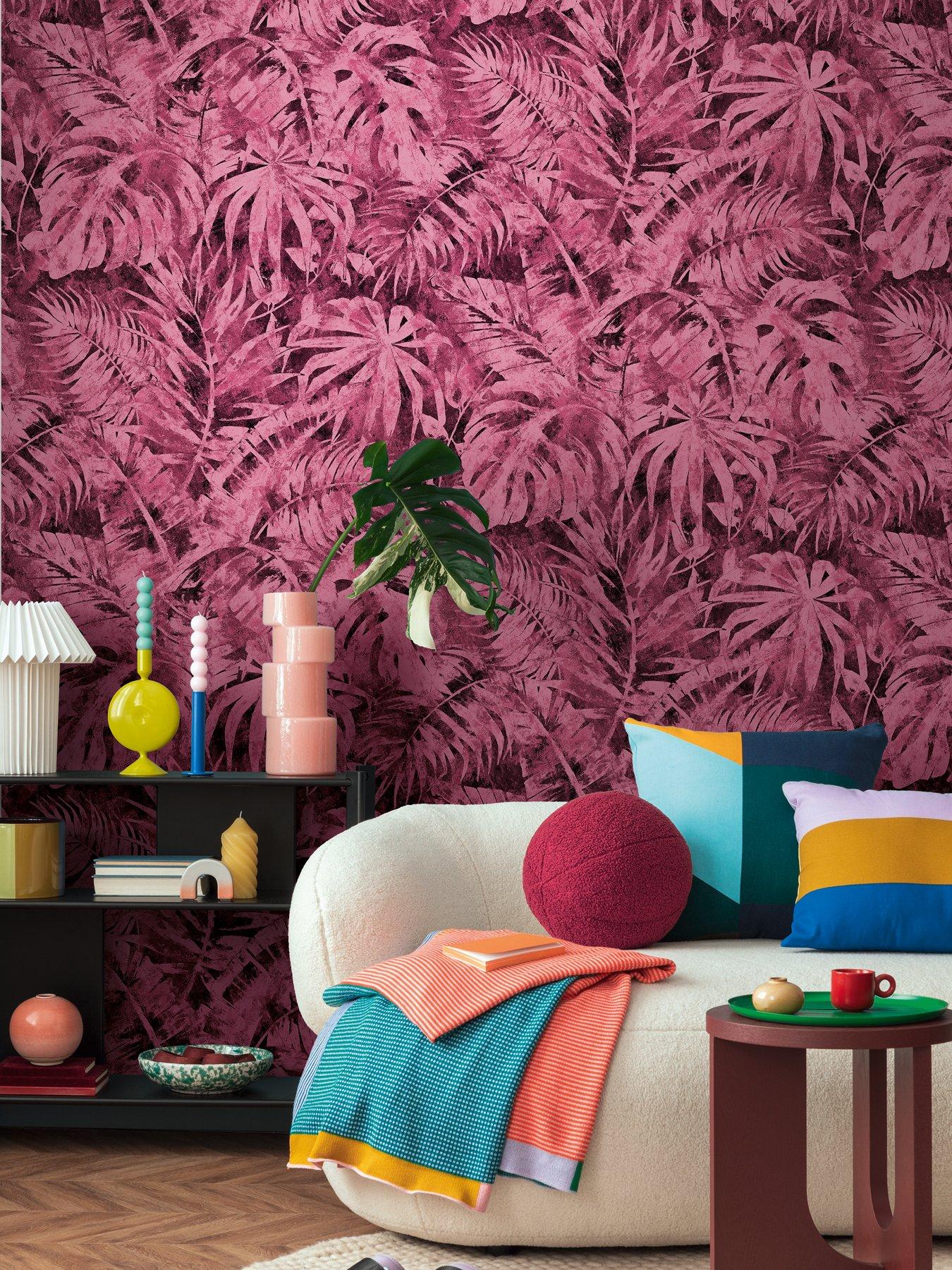 CosmoLiving by Cosmopolitan Palma Magenta Digital Mural Non Woven