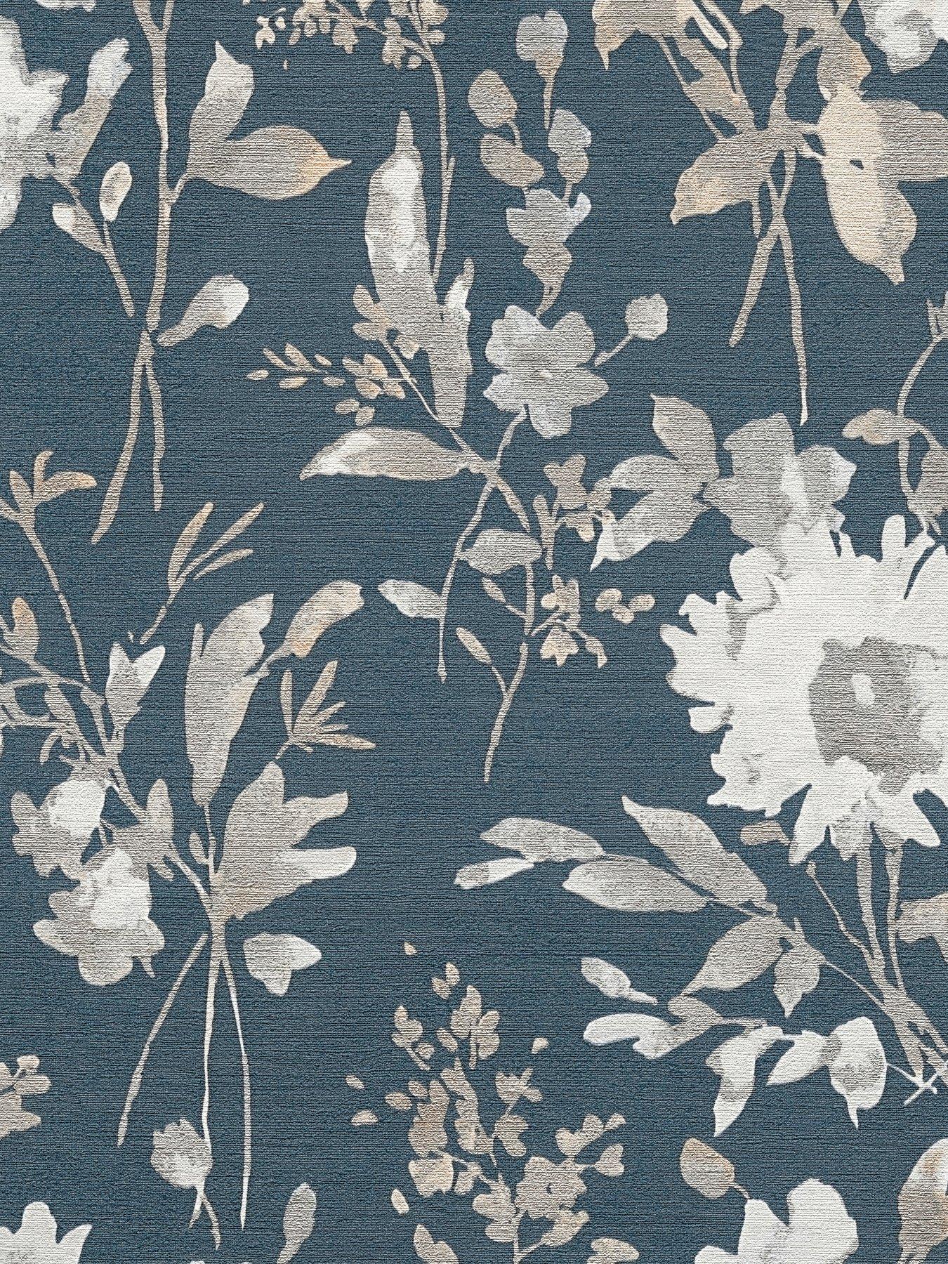 undefined Petal Poetry  Metallic Floral Grey Non Woven Wallpaper
