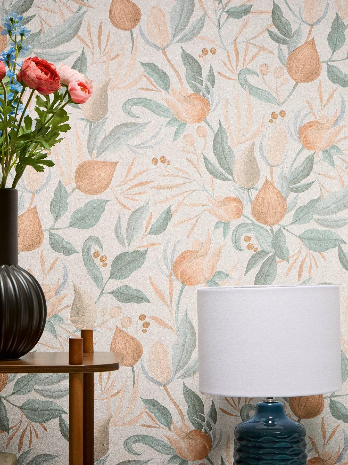undefined Still Bloom Green Metallic Non Woven Wallpaper