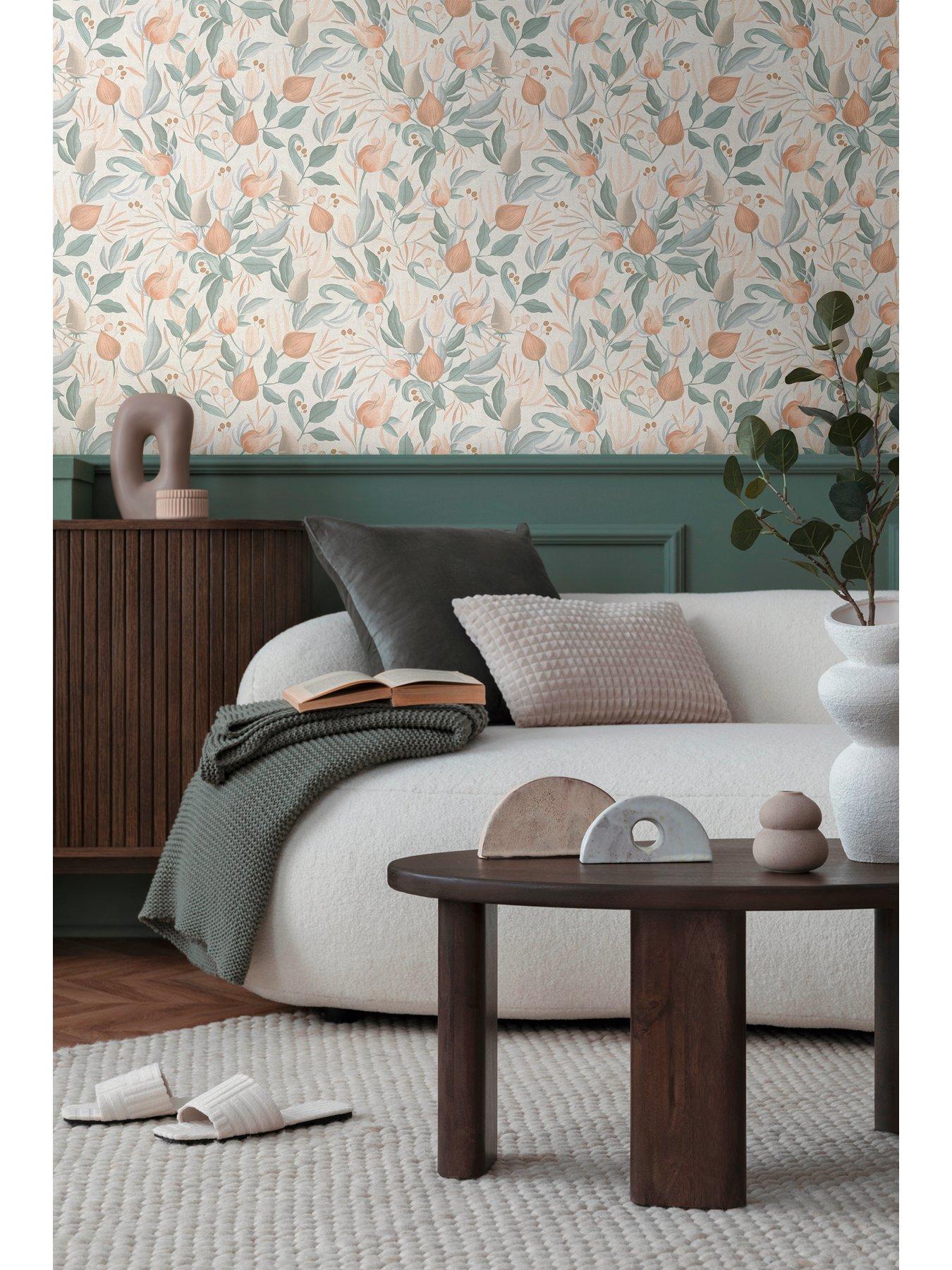 Image 5 of 6 of CosmoLiving by Cosmopolitan Still Bloom Green Metallic Non Woven Wallpaper