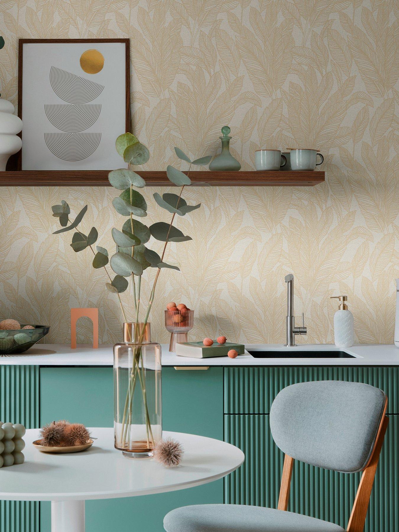 undefined Golden Fern Glow Floral Yellow Non Woven Wallpaper
