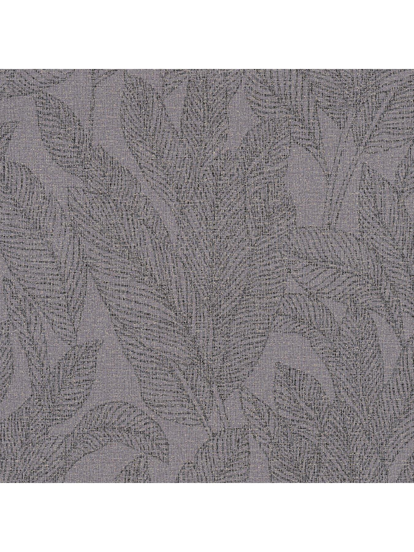 Image 3 of 4 of CosmoLiving by Cosmopolitan Golden Fern Glow Floral Grey Non Woven Wallpaper