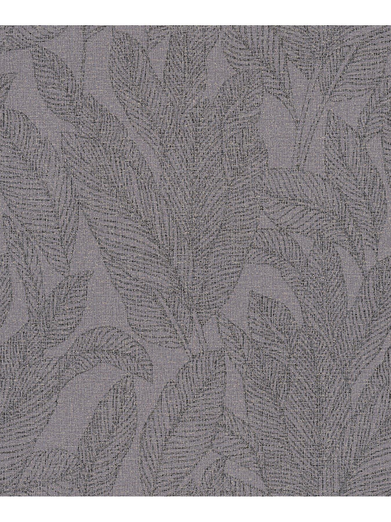 Image 4 of 4 of CosmoLiving by Cosmopolitan Golden Fern Glow Floral Grey Non Woven Wallpaper