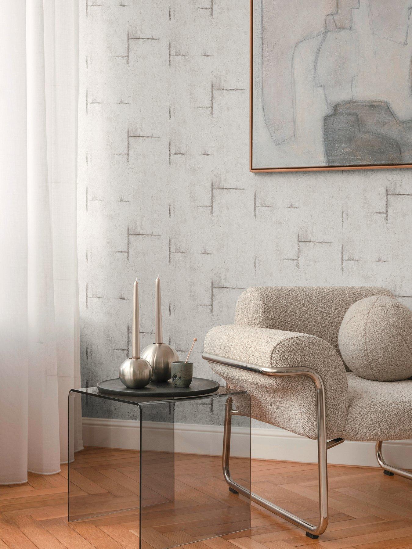 undefined Graphite Groove Grey White Non Woven Wallpaper