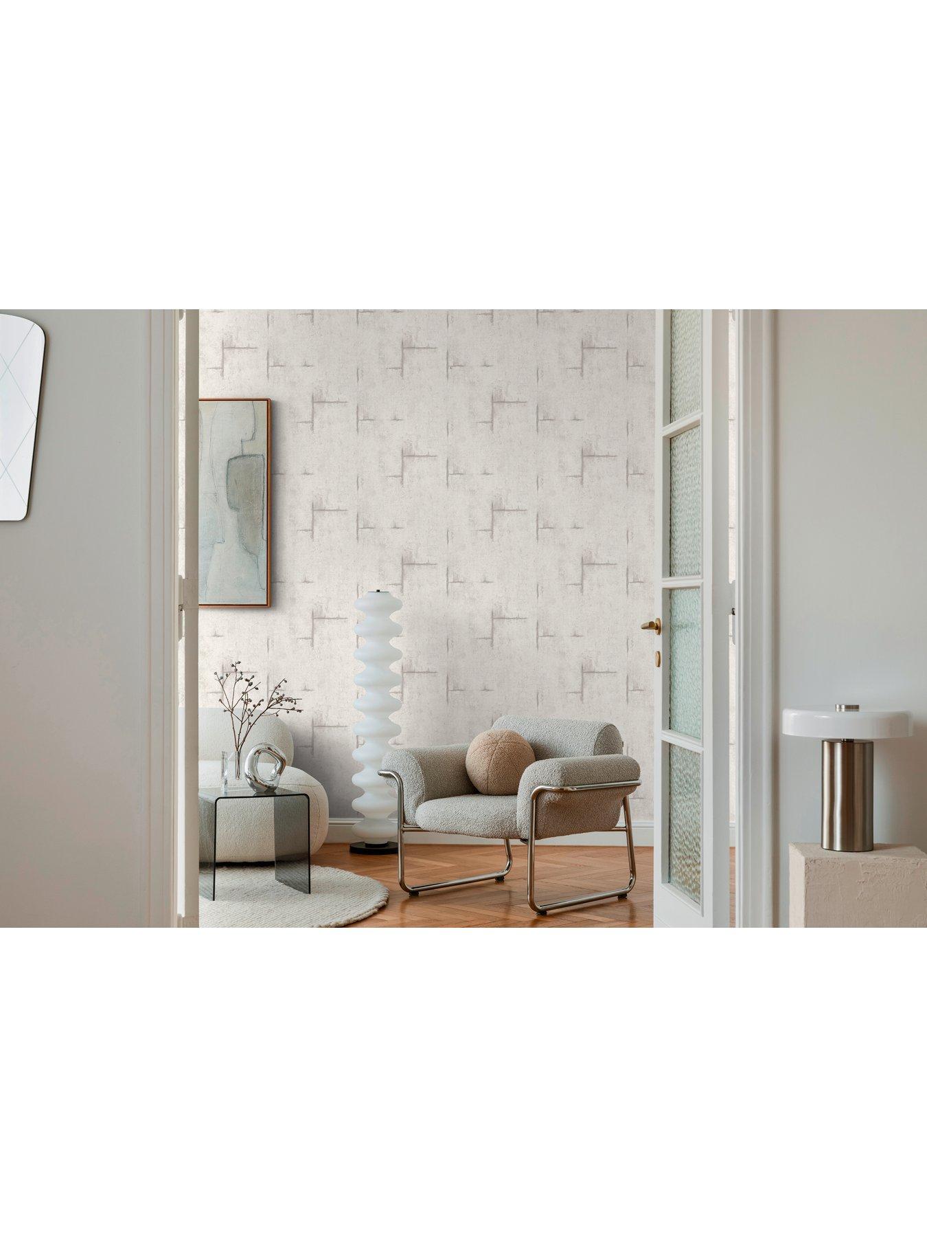 Image 4 of 6 of CosmoLiving by Cosmopolitan Graphite Groove Grey White Non Woven Wallpaper