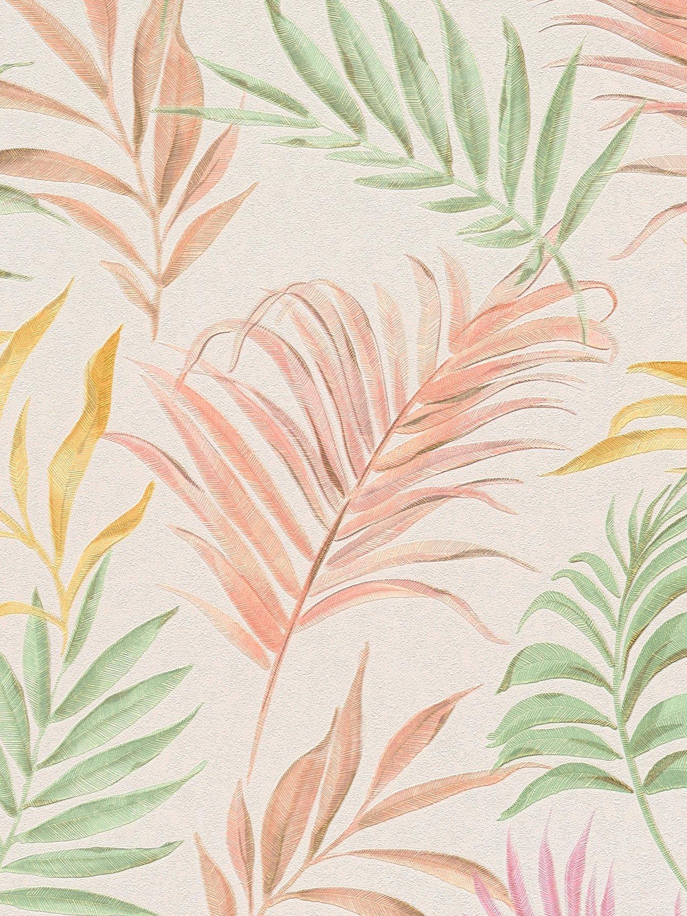 undefined Midnight Botanica Cream Pink  Metallic Non Woven Wallpaper