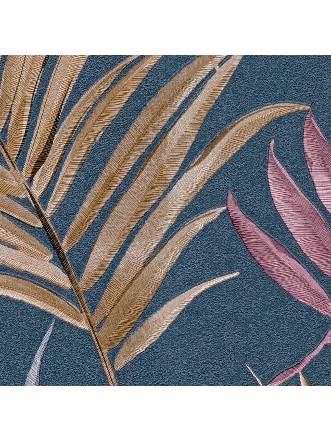 Image 3 of 7 of CosmoLiving by Cosmopolitan Midnight Botanica Beige Blue Lilac Non Woven Wallpaper