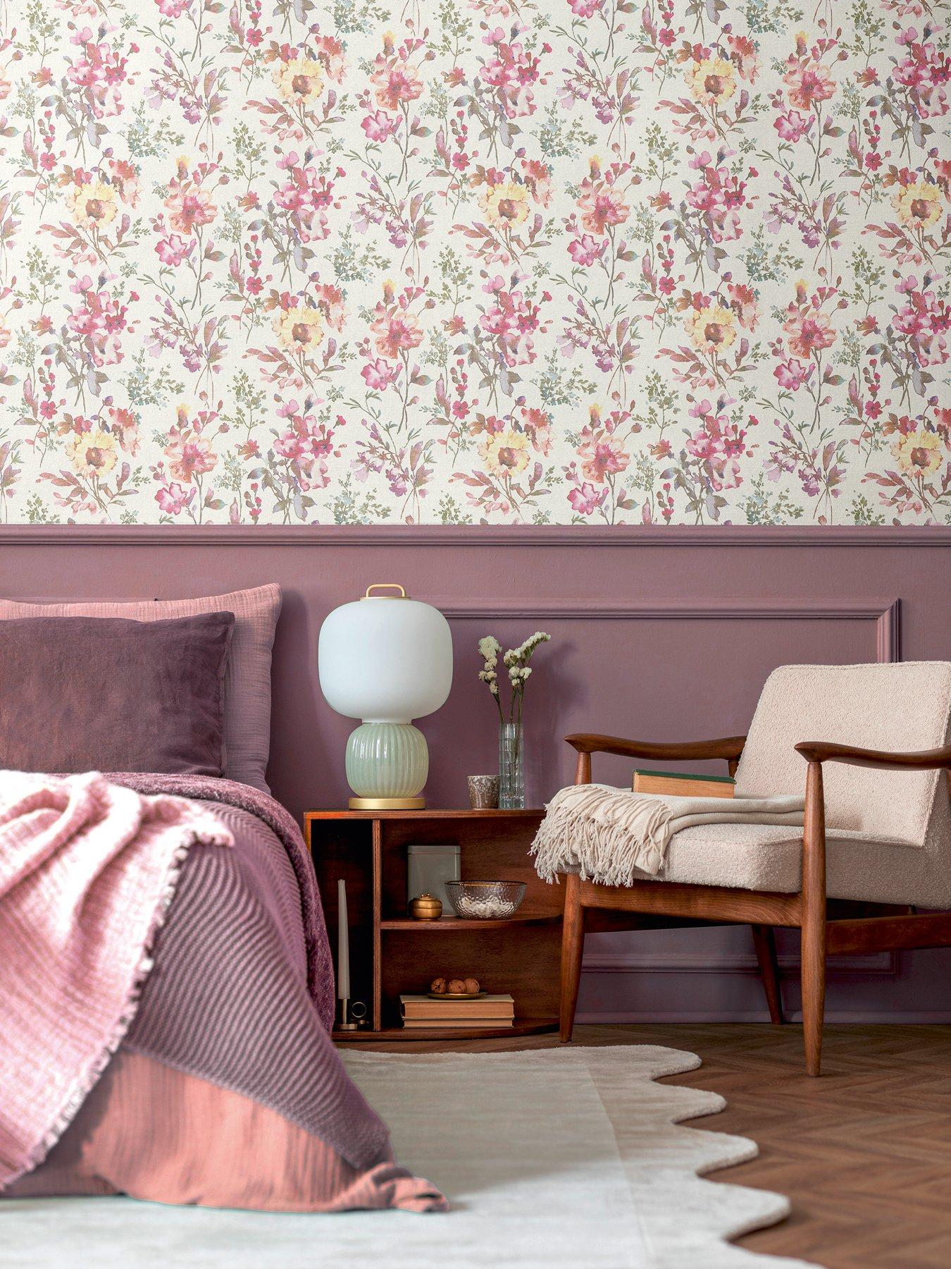 undefined Petal Poetry  Metallic Floral Pink Non Woven Wallpaper